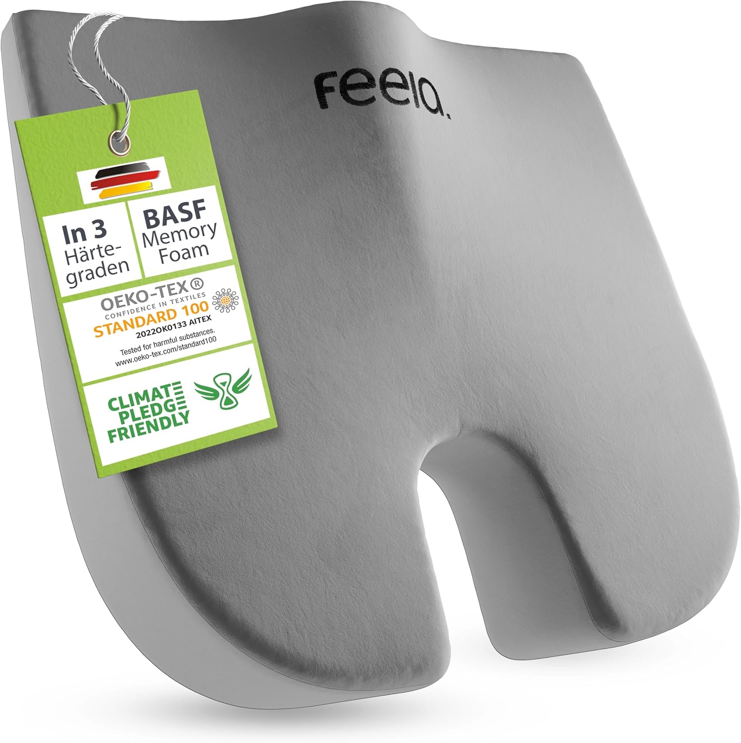 Feela. Orthopädisches Keilkissen (3 Härtegrade) – Haltungskorrektur aus Memory-Schaum für mehr Sitzkomfort und Linderung von Ischias – ideales Sitzkissen für Stuhl für Büro und Sofa (mittel)
