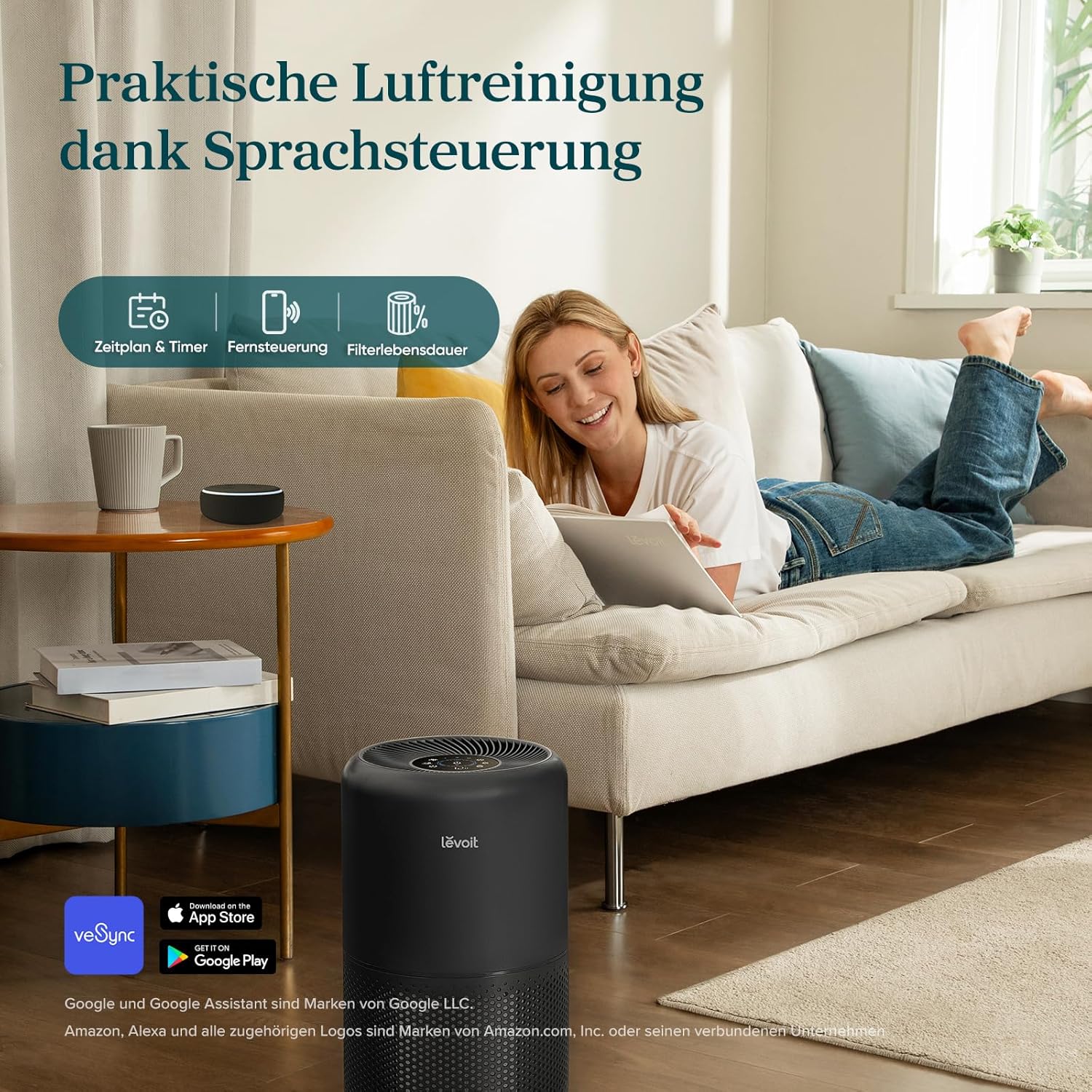 Levoit Luftreiniger mit HEPA-Luftfilter, CADR 258 m³/h für bis zu 54 ㎡ Raucherzimmer, 99,97 Prozent Schimmelstaub, Pollen, Tierhaare, Luftreiniger mit Luftqualitätsanzeige und Auto- und Schlafmodus, Schwarz – Bild 7