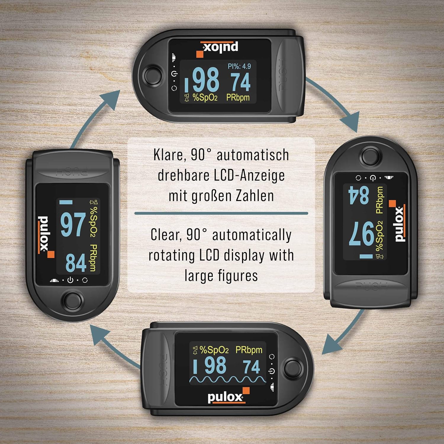 Pulsoximeter PULOX PO-200A mit zuschaltbarer Alarmfunktion und Pulston inkl. Zubehör *Farbauswahl möglich, schwarz – Bild 4
