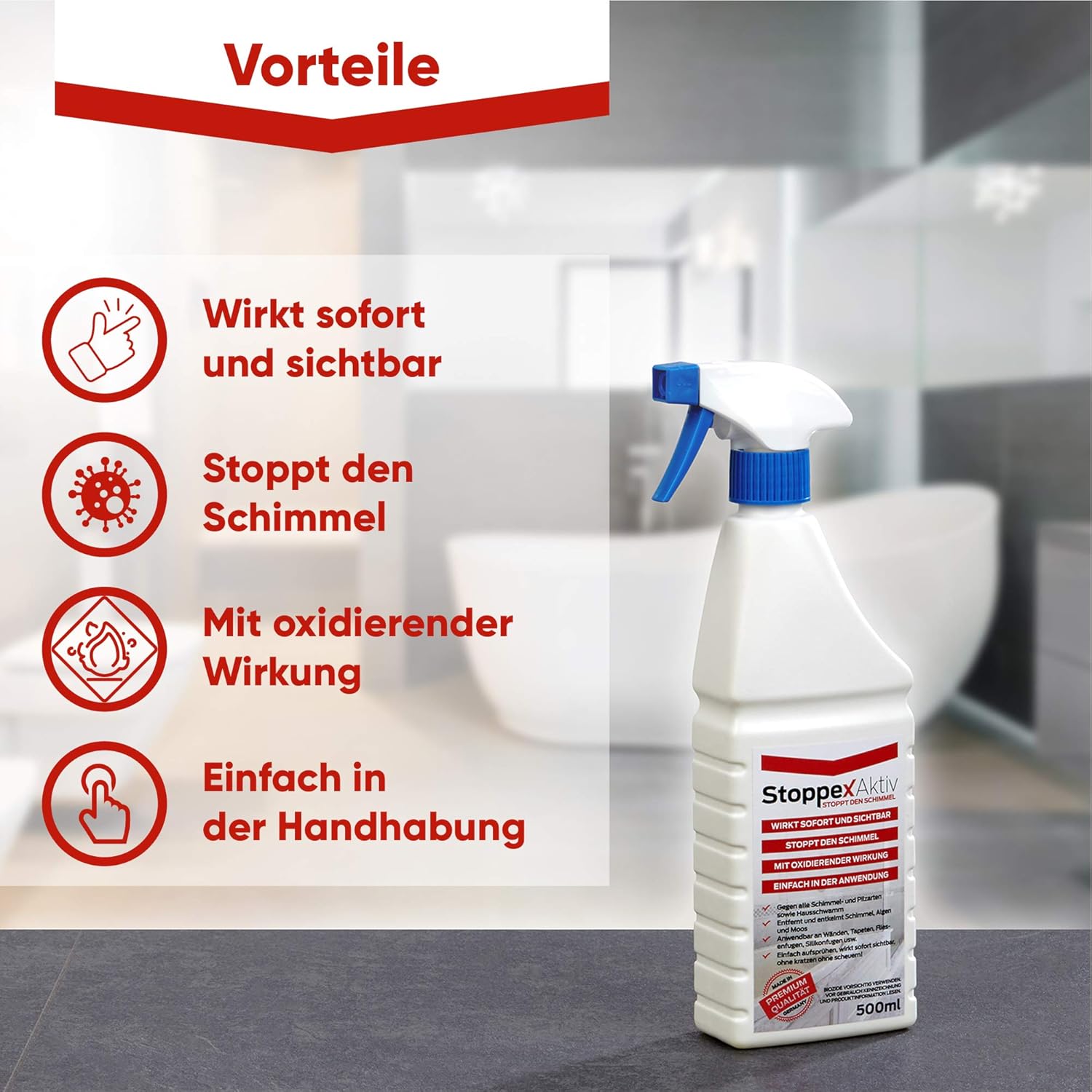 Professioneller Schimmelentferner gegen Schimmel, Stockflecken und Schimmel I chlorhaltiges Anti-Schimmel-Spray. – Bild 6
