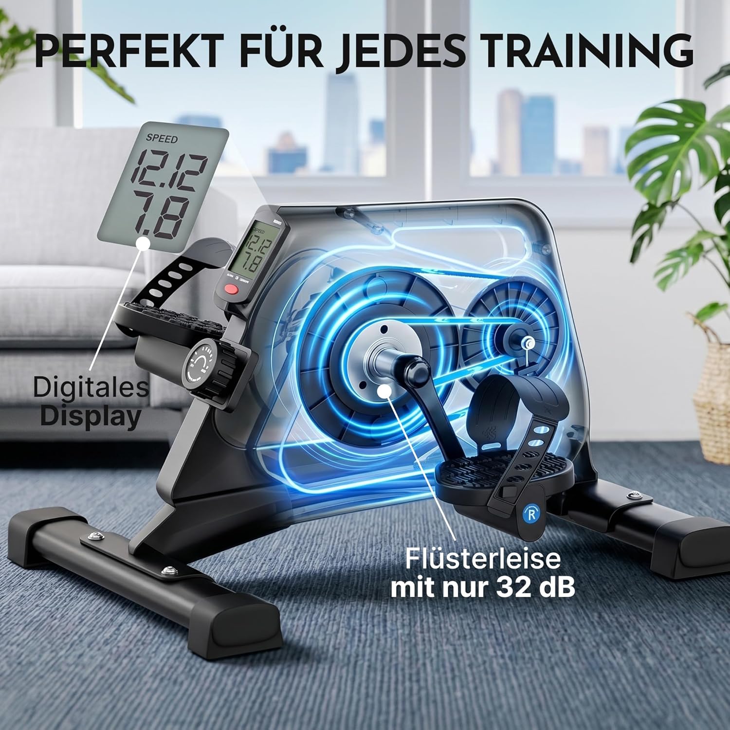 NEOLYMP Pedaltrainer für zu Hause TÜV geprüft – Gelenkschonender Sitz-Beintrainer für Senioren, Widerstandstrainer mit Display, 8 Stufen & Magnetbremse, sicherer Heimtrainer für Senioren – Bild 6