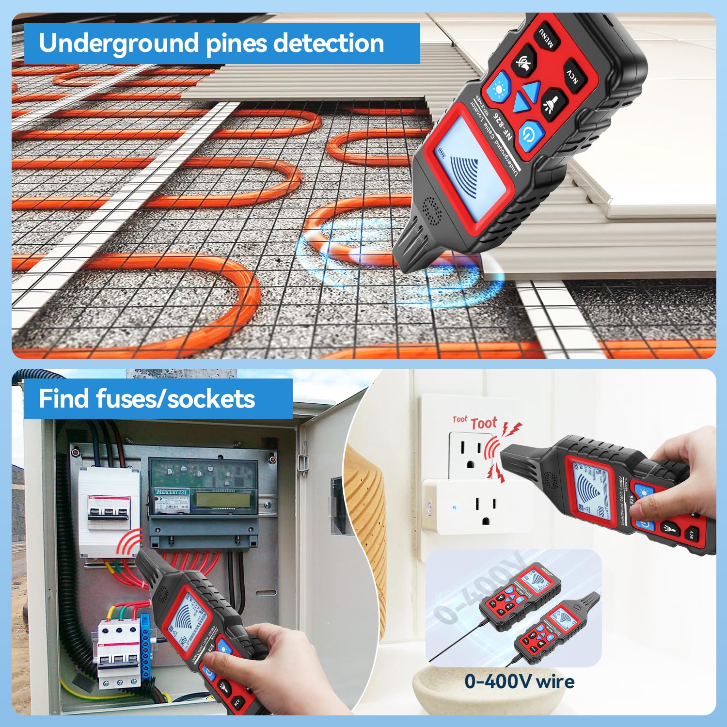 NOYAFA NF-826 Erdkabel-Ortungsgerät, Kabel-Tracker, Wand- und Erdrohr-Drahtdetektor, Test-Kurzschlussschalter von Wand- und Erdkabeln – Bild 6