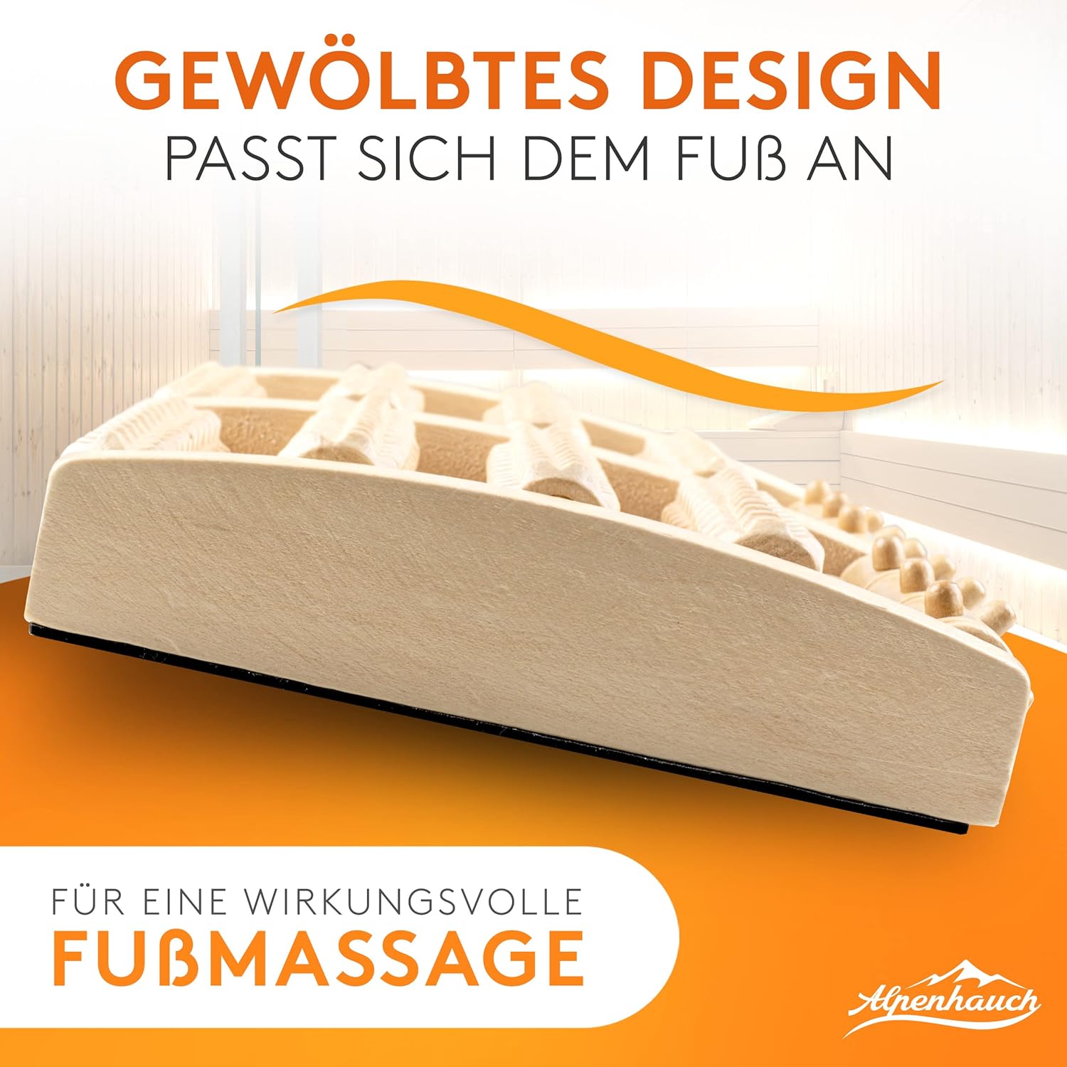 ALPENHAUCH – Fußmassageroller aus Echtholz mit Akupressurmatte – revitalisierendes Fußmassagegerät mit Noppen – stimulierender Fußmassageroller – Fußmassage bei Fersensporn und Plantarfasziitis – Bild 4