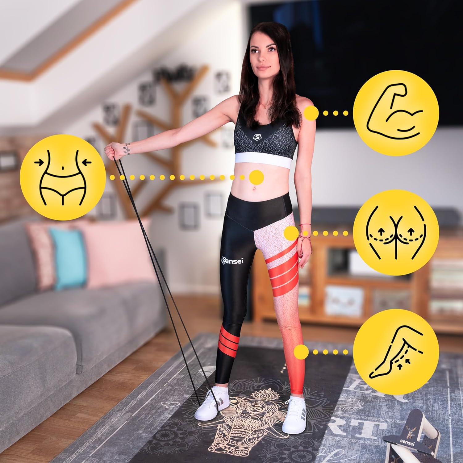 SENSEI Gym Band für Klimmzüge & Krafttraining – Resistance Band, Widerstandsband aus Naturlatex – Trainingsband inkl. Übungs-E-Book – Bild 3