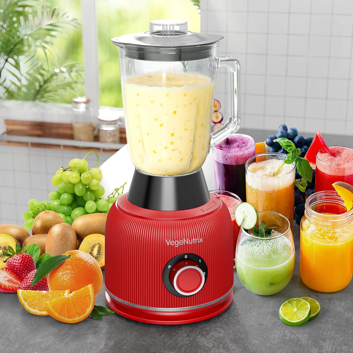 1500 W Küchenmaschine und Mixer-Kombination, 2,5 l Zerkleinerer für Fleisch, Gemüse und Teig, 2 l Standmixer mit Glasbehälter, 2 Geschwindigkeitsstufen und Pulse-Funktion für Smoothies, Saft usw. – Bild 5