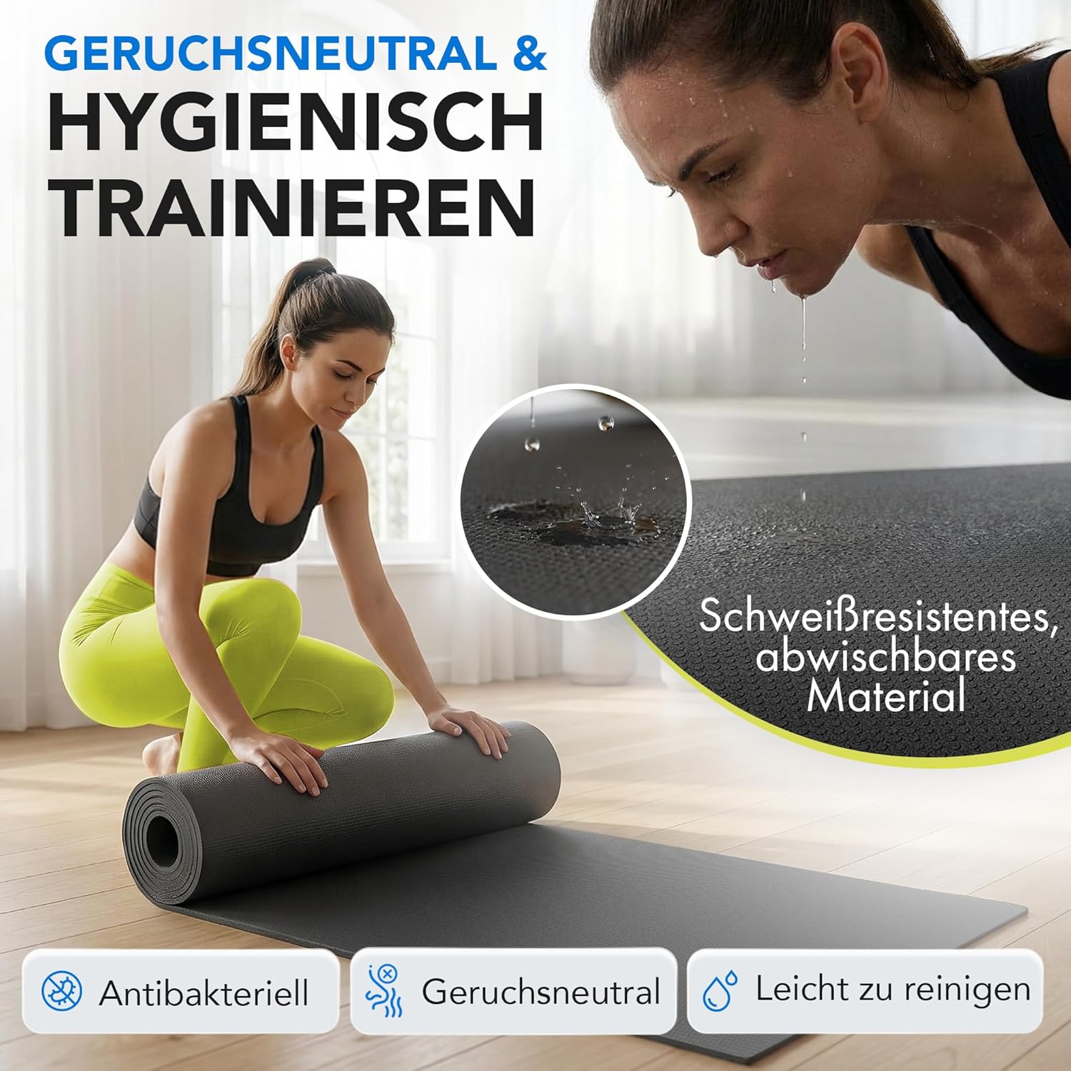 LILENO SPORTS Bodenschutzmatte, extra strapazierfähige Laufbandmatte, 8 mm dick, Fitnessunterlage für Crosstrainer, Rollentrainer und andere Fitnessgeräte, auch für Yoga – Bild 5