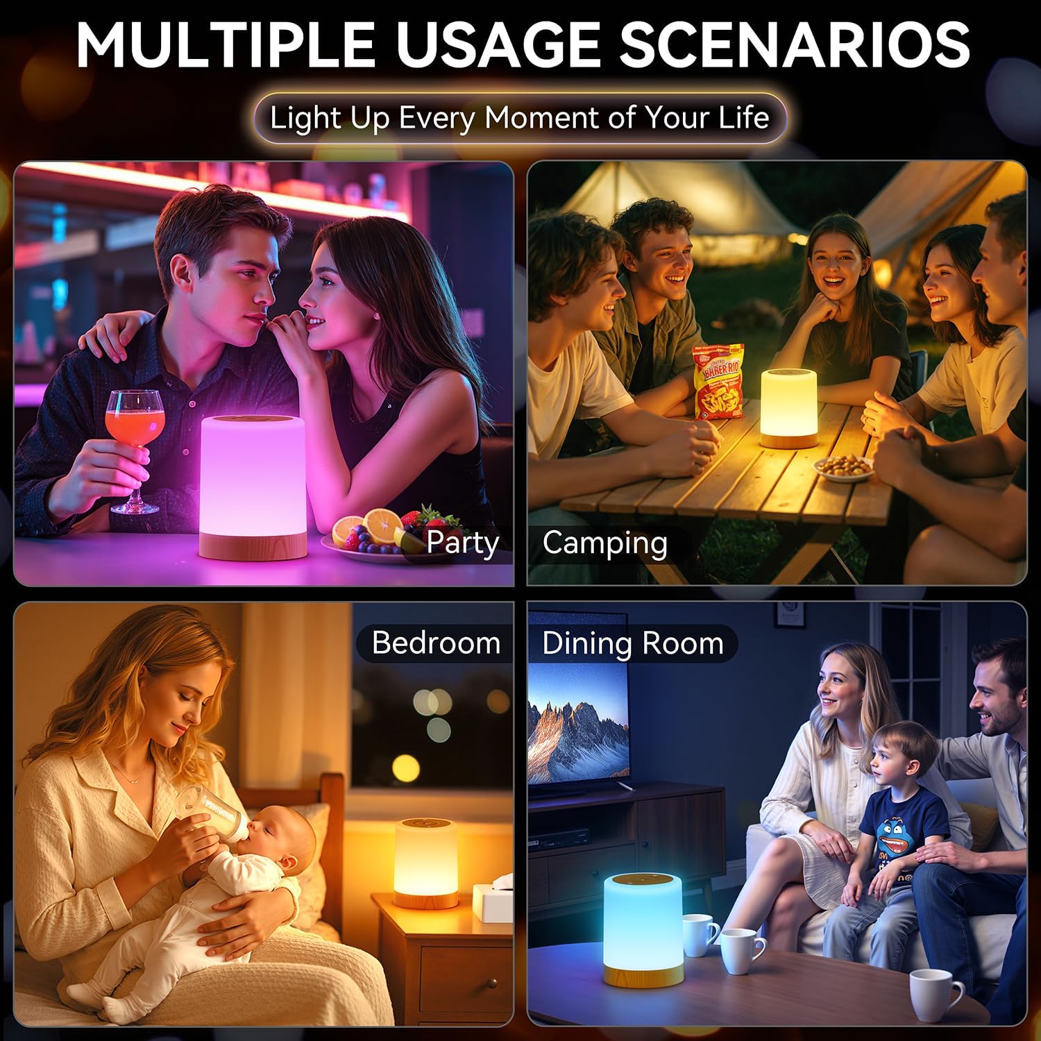 Auxmir Nachtlicht Nachttischlampe Touch Dimmbar mit 256 RGB-Farben 5 Modi 3000 mAh Tischlampe Kabellos USB Wiederaufladbar Timing-Funktion Tragbare LED-Lampe Stilllicht Kinder für Schlafzimmer Wohnen – Bild 8
