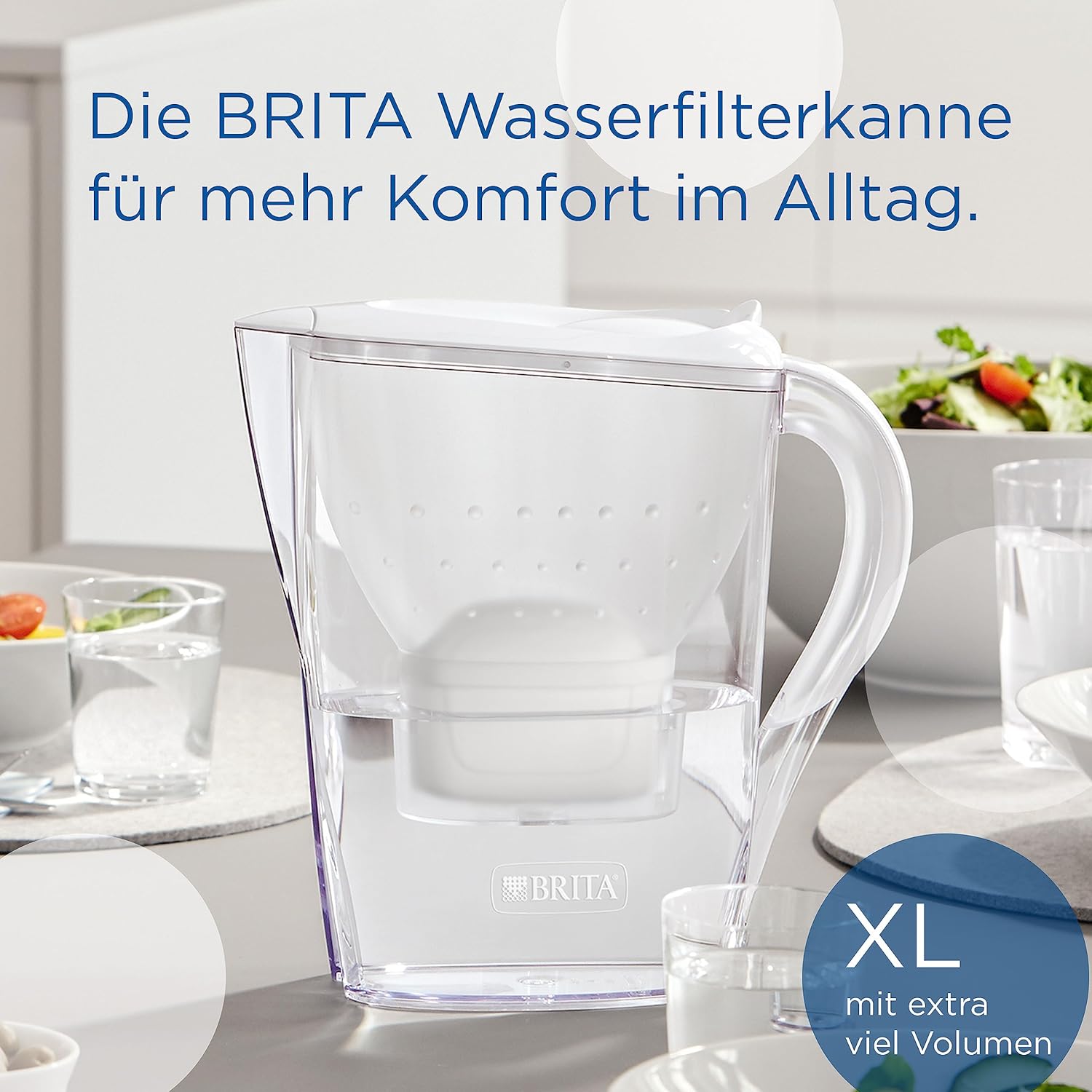 BRITA Marella XL Wasserfilterkanne Weiß (3,5 L) inkl. 1x Maxtra Pro Pure Performance Kartusche – Große Filterkanne mit Smart Light LED & Klappdeckel, filtert Verunreinigungen & mehr – Bild 2