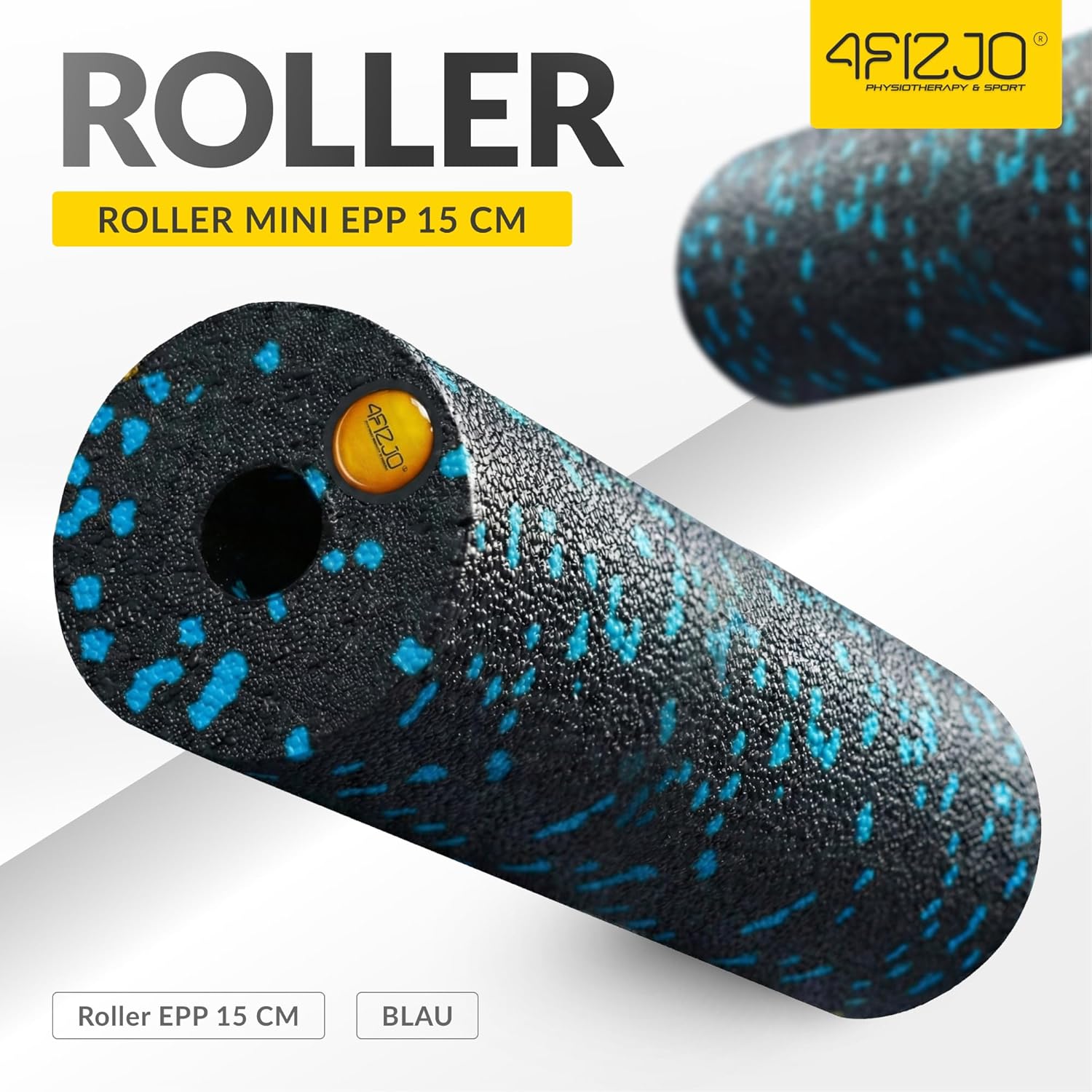 4FIZJO Faszienroller Schaumstoff, Durchmesser 5,5 cm, Länge 15 cm, Massagerolle, Rückenrolle, Fitnessrolle, leicht, hart, Schaumstoffrolle, Faszientraining, Massagetraining, Schwarz/Blau – Bild 10