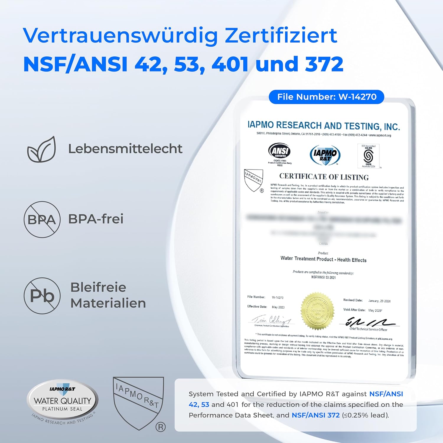 Waterdrop Instant elektrischer Wasserfilterkrug, 3,5 l, 3-Monats-Wasserfilter, Trinkwassersystem für den Außenbereich, reduziert Chlor, Blei, Quecksilber, PFAS, PFOA/PFOS, Weiß (reduziert TDS nicht). – Bild 4