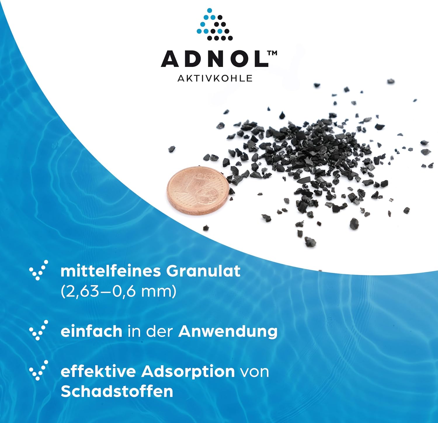 Aktivkohlegranulat 5 Liter aus Kokosnussschalen für Wasserfilter für Aquarium und Teich, Maschenweite 8 x 30, Körnung 2,36-0,6 mm, Energieklasse A, als Kohlefilter einsetzbar – Bild 7