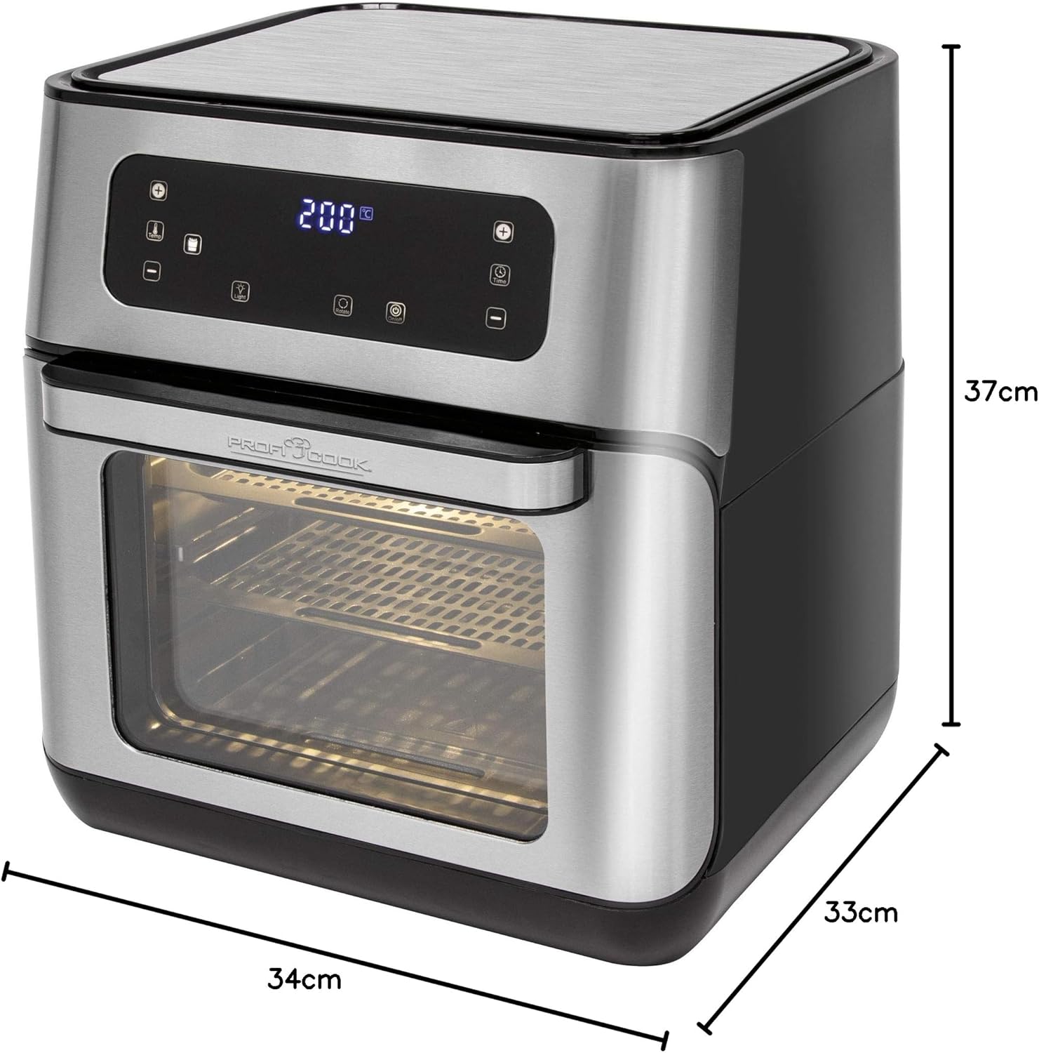 ProfiCook Heißluftfritteuse, 9 Automatikprogramme, XXL, 1500 Watt, 200 °C, 11 Liter Fassungsvermögen, 4 Einschubhöhen, Edelstahl, LED-Anzeige, optimale Backergebnisse, viel Zubehör, PC-FR 1200 – Bild 10