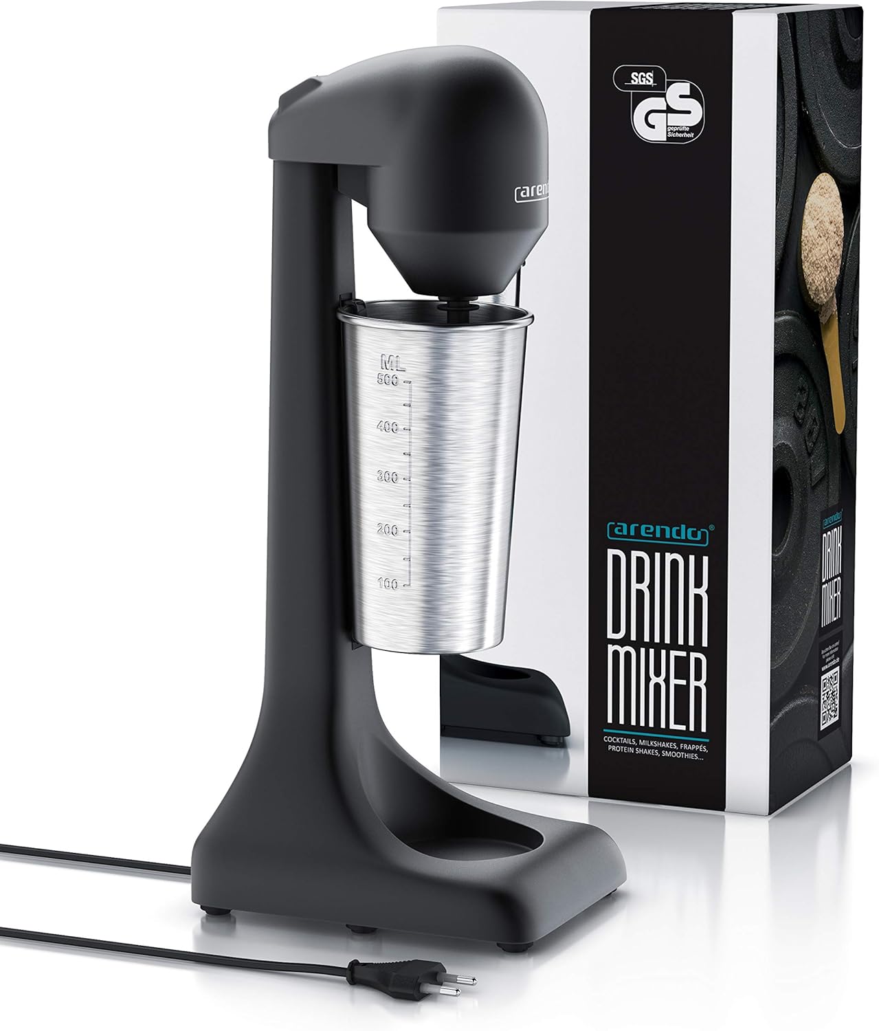 Arendo – Getränkemixer – Protein-Shaker – Getränkemixer – elektrischer Standmixer – 500-ml-Becher – 22.000 U/min – 2 Geschwindigkeitsstufen – Fitness-Proteingetränke, Smoothies, Milchshakes, Cocktails – Bild 6