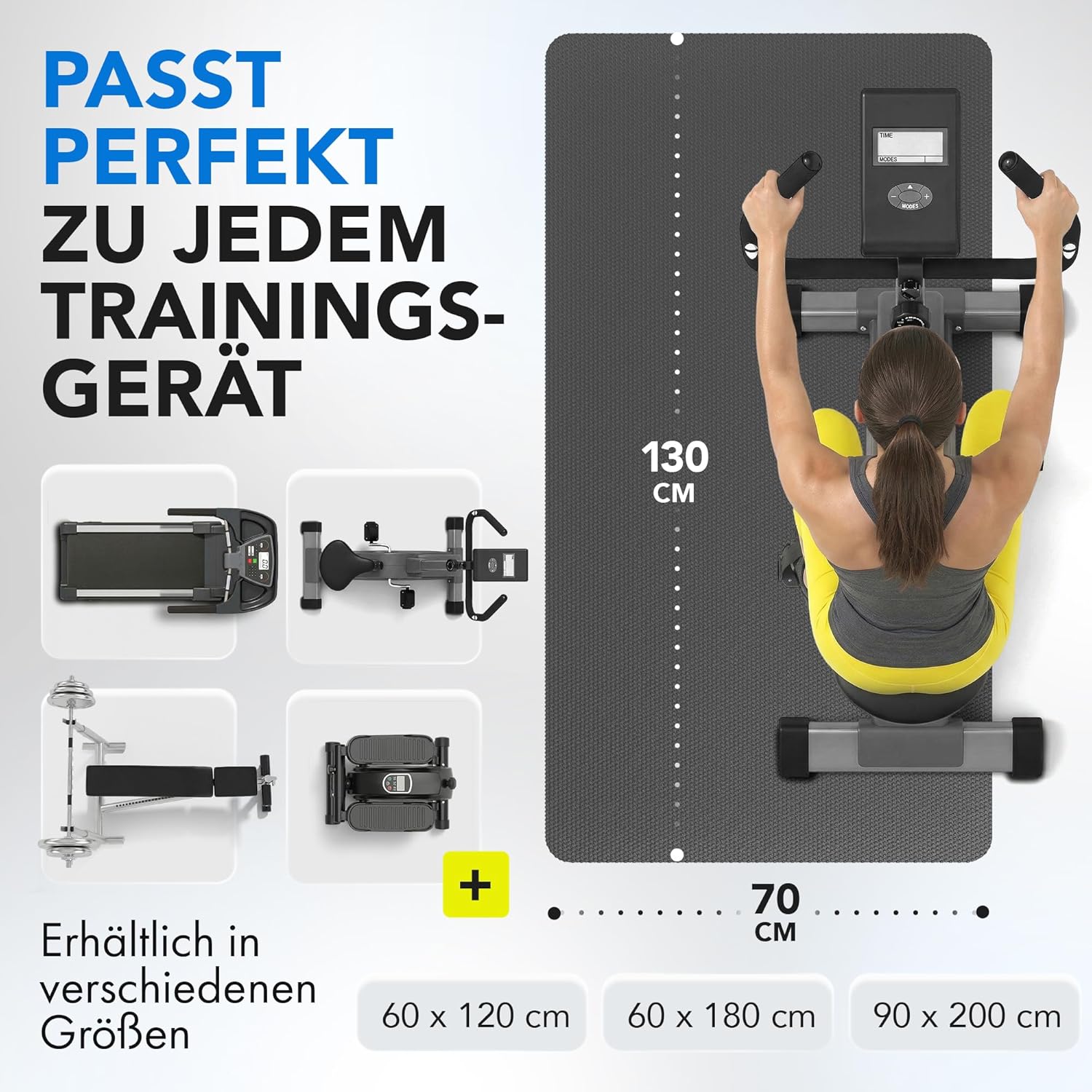 LILENO SPORTS Bodenschutzmatte, extra strapazierfähige Laufbandmatte, 8 mm dick, Fitnessunterlage für Crosstrainer, Rollentrainer und andere Fitnessgeräte, auch für Yoga – Bild 3
