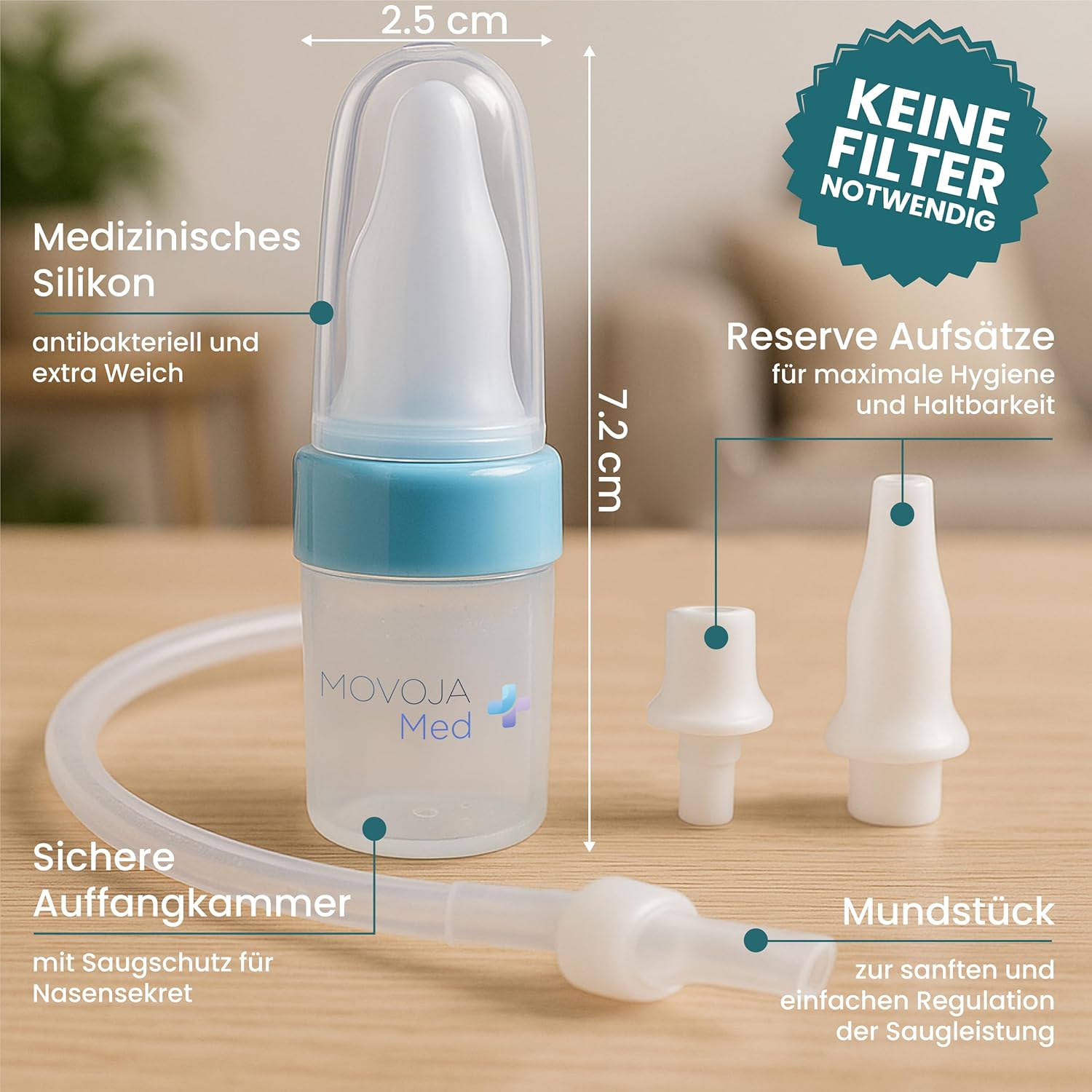 MED Nasensauger für Babys und Kinder – inklusive zusätzlicher Aufsätze und ohne Filter, aus sicherem medizinischem Silikon und wiederverwendbar, Nasensauger für Nasenschleim, Nasensauger für Babys, Säuglinge und Kleinkinder – Bild 6