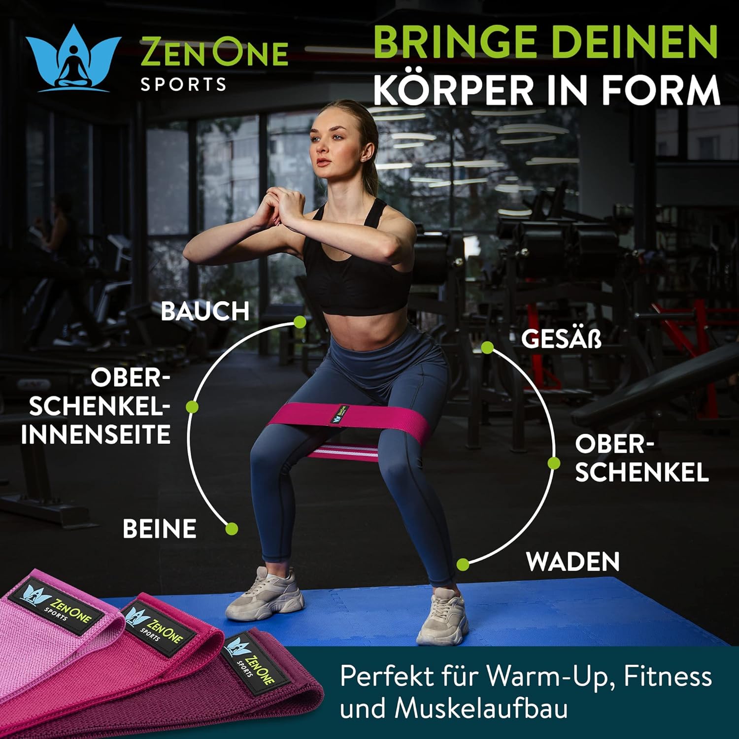 ZenOne Sports® Fitnessbänder aus Latex I Loop Bänder Set - Widerstandsbänder in 3-5 Stärken I Resistance Bands für Krafttraining, Warm-up & mehr I Booty Band Set mit Workout-Guide, Theraband Loop – Bild 2