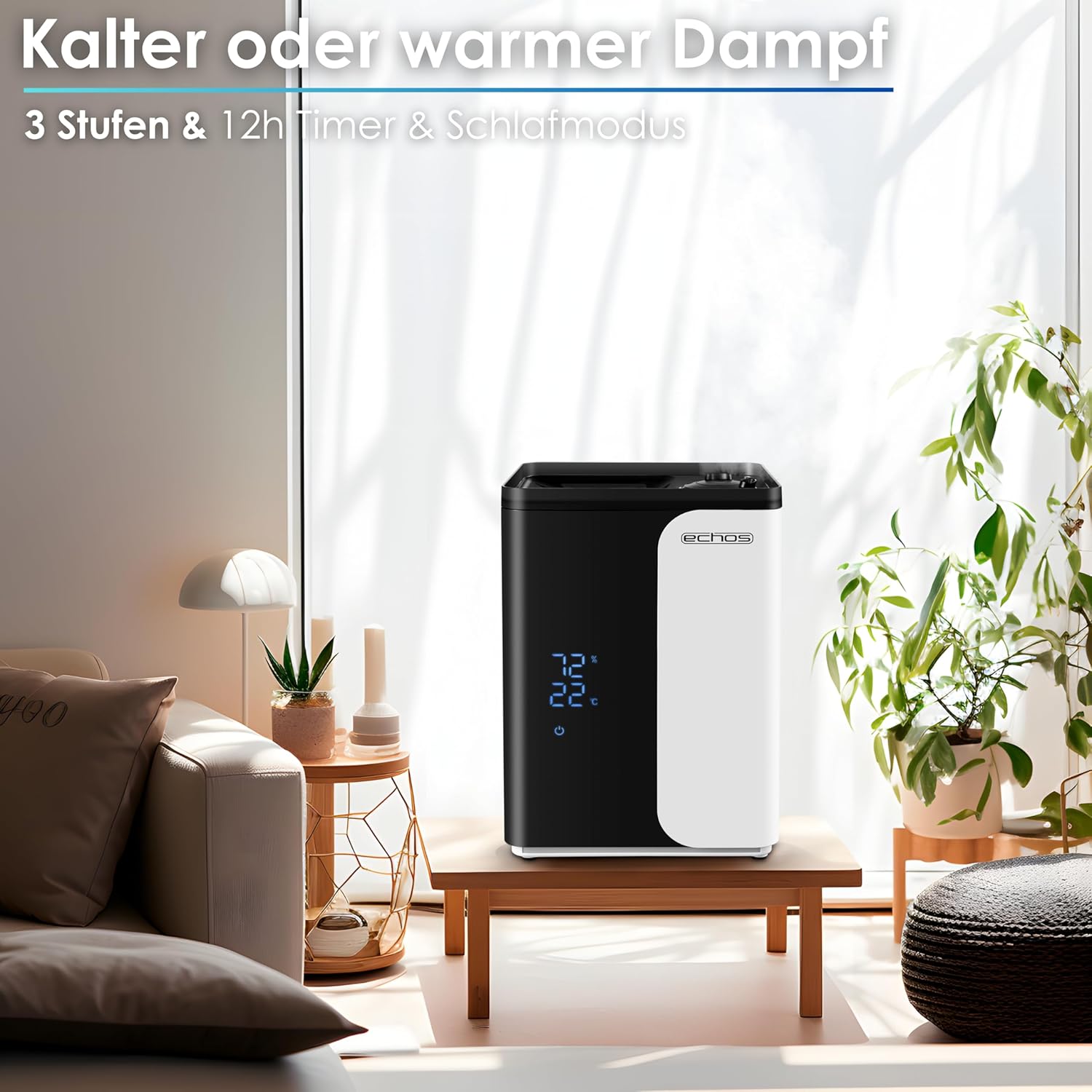 Ultraschall-Luftbefeuchter, 5 Liter, WiFi, Smart Life, App, Fernbedienung, Luftreiniger, Luftreiniger, integriertes Hygrometer, LED-Touch-Display, 12-Stunden-Timer, Nachtmodus, Warm- oder Kaltfunktion, HEPA-Filter – Bild 5