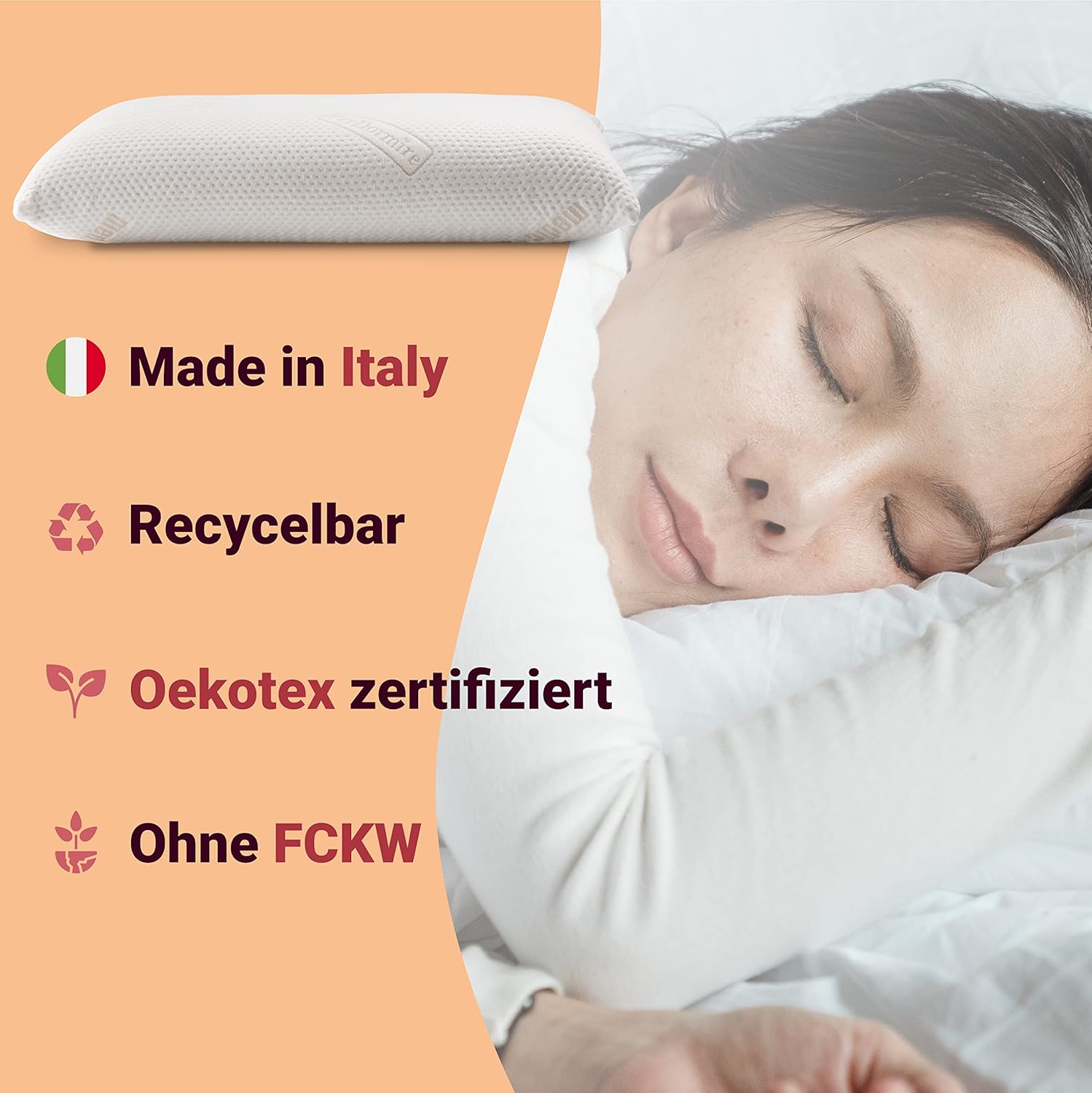 Nackenkissen 72 x 42 x 12 cm – Orthopädisches Kissen mit druckentlastendem Memory-Schaum, ergonomisches Kissen für Bauch-, Rücken- und Seitenschläfer. Kissen für Nackenprobleme – Bild 5