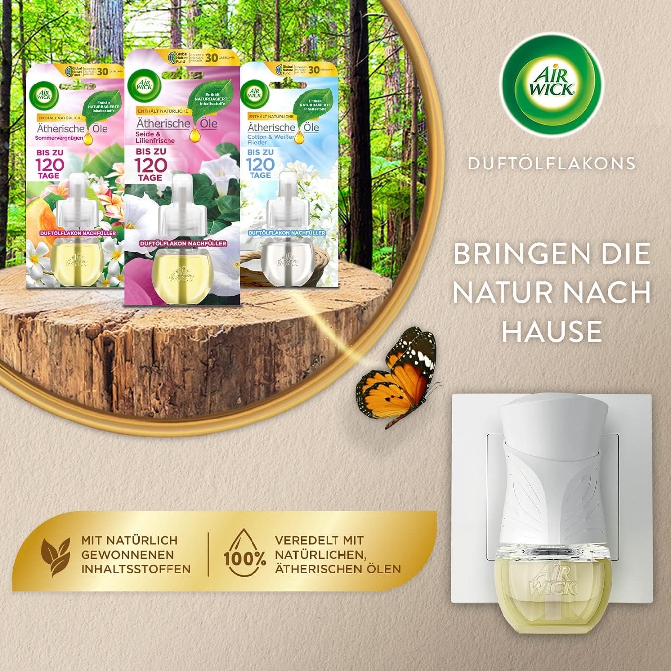 Air Wick Plug-In-Duftöl-Starterset – 1x Plug-In-Diffusor mit 3 Nachfüllungen – Frischer Lufterfrischer mit ätherischen Ölen – Duft: Summer Delights – 3x 19 ml Duftöle + weißer Diffusor – Bild 3