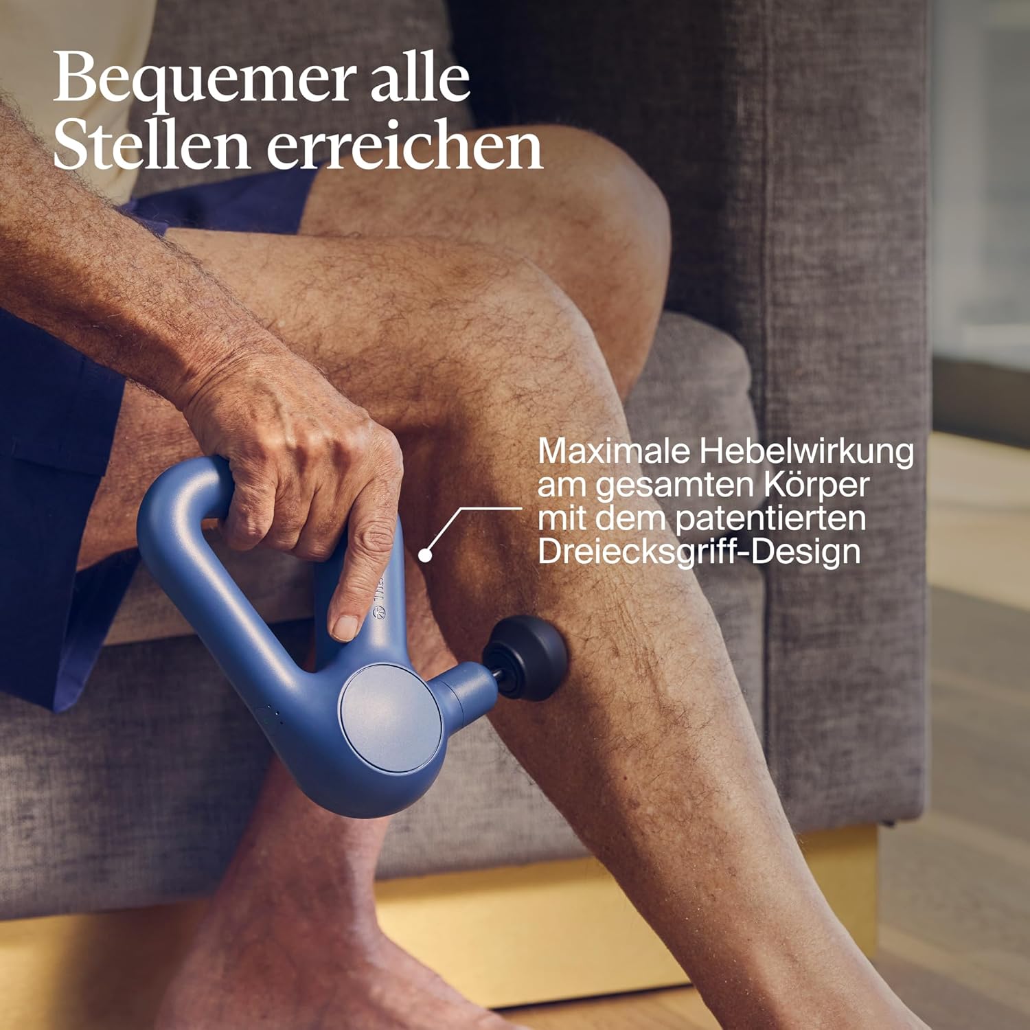TheraGun Relief Handmassagegerät – einfach, bequem, leicht, zur täglichen Schmerzlinderung in Nacken, Rücken, Bein, Schulter und Körper (Marineblau) – Bild 4