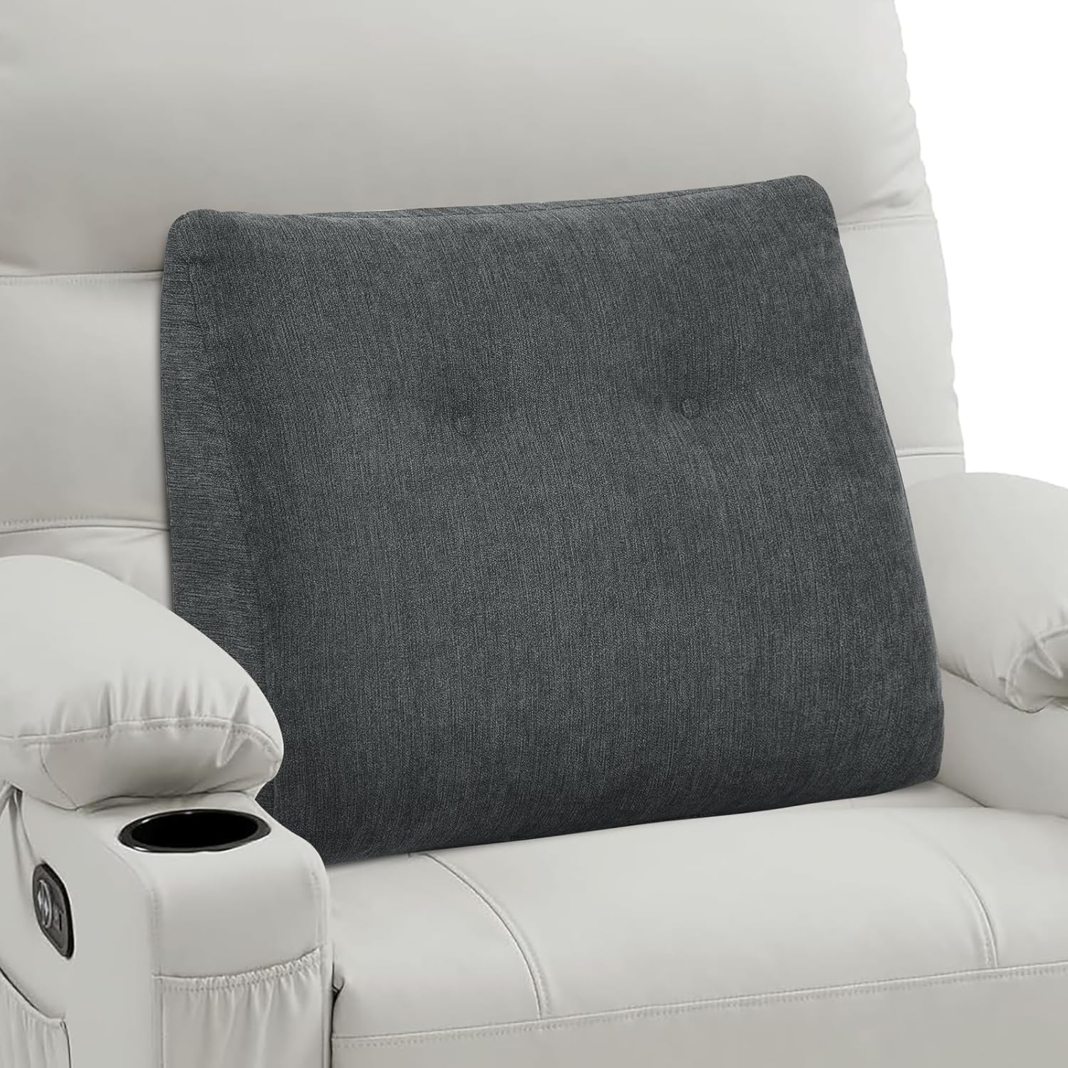 Ergonomisches Rückenkissen für Sofa und Bett, weiches Keilkissen mit Memory-Schaum, bequemes Lesekissen & Lordosenstützkissen für Erwachsene, Rückenlehnenkissen, grau