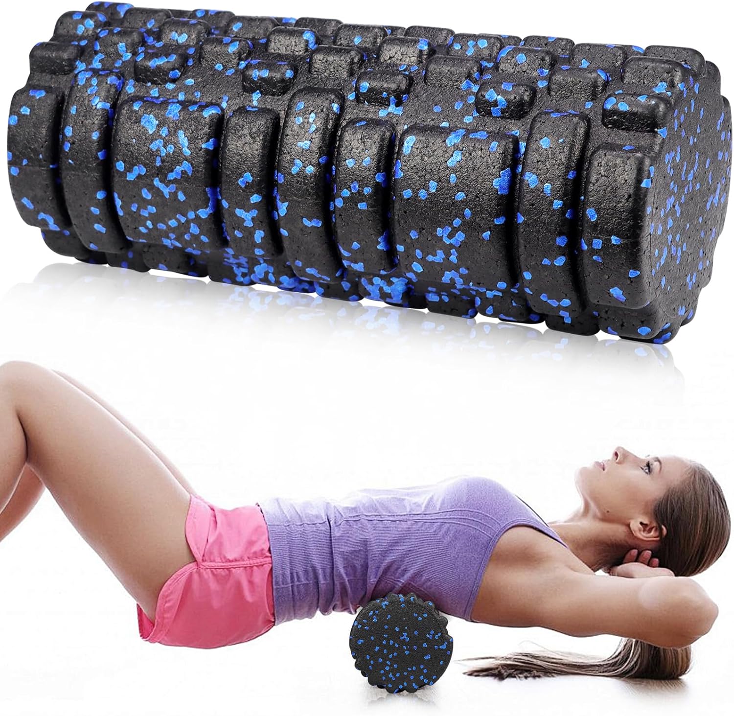 Faszienrolle Wirbelsäulenschaum-Massagerolle, Schaumstoffrolle mit 3D-Textur, Massagerolle für Rücken, Fitness, Muskelmassage, Muskel-Yoga, Muskelverspannungen, Massagerolle Faszien lindern