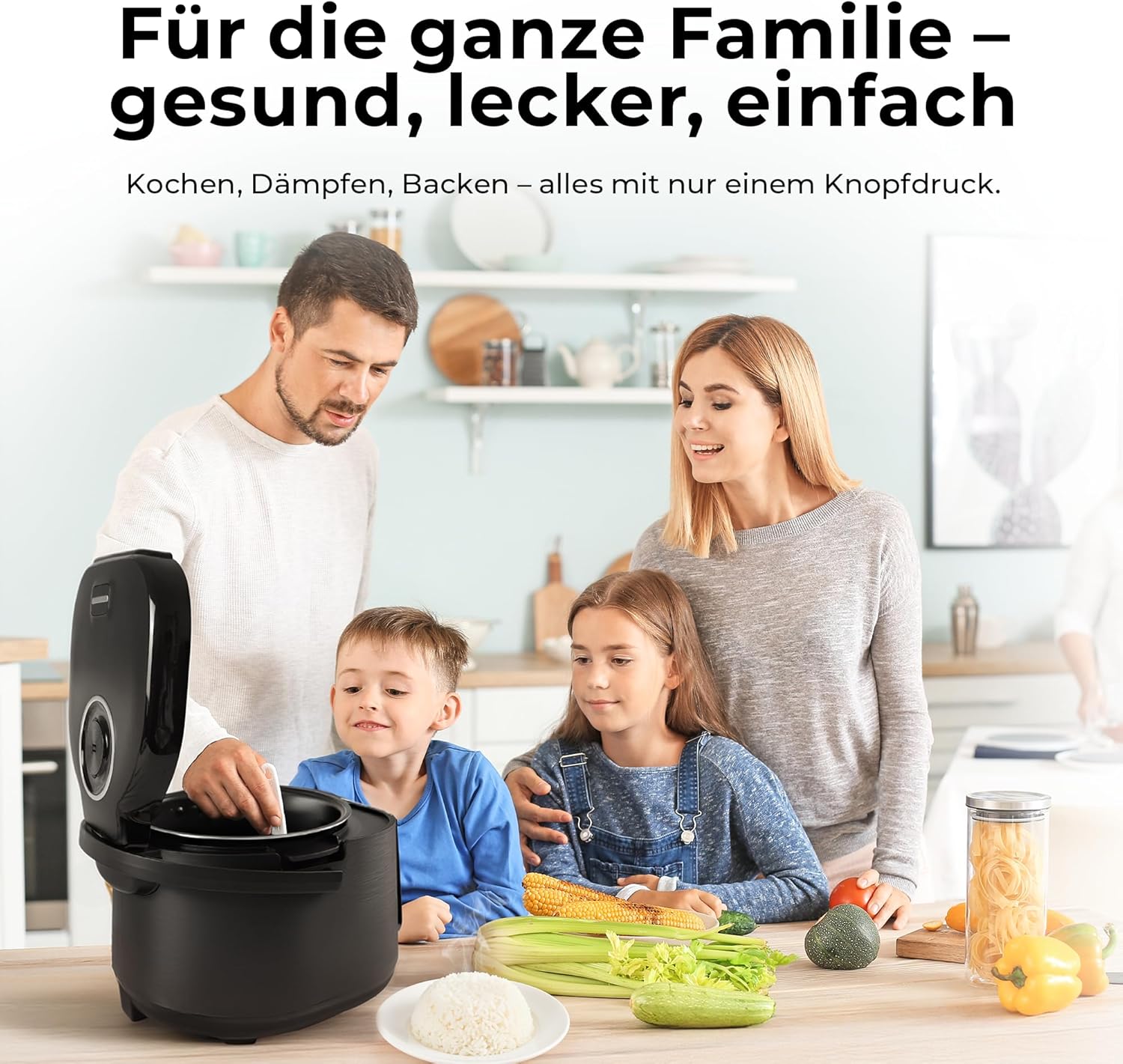 Balter Reiskocher, Multikocher mit 20 Programmen, 4L Reiskocher, Multikocher, Fuzzy-Logic, Dampfgarer & Schongarer, Warmhaltefunktion & Timer, inkl. Premium-Topf, Zubehör & Rezeptbuch, klein – Bild 9