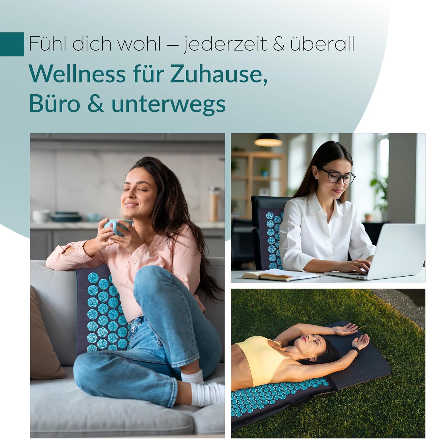 Akupressurmatten-Set, 5-teiliges Entspannungsset aus Naturmaterialien für Rücken, Nacken, Füße, Akupressurmatte mit 700 Spitzen mit Tragetasche, waschbare Bezüge, Wellness für Zuhause – Bild 5