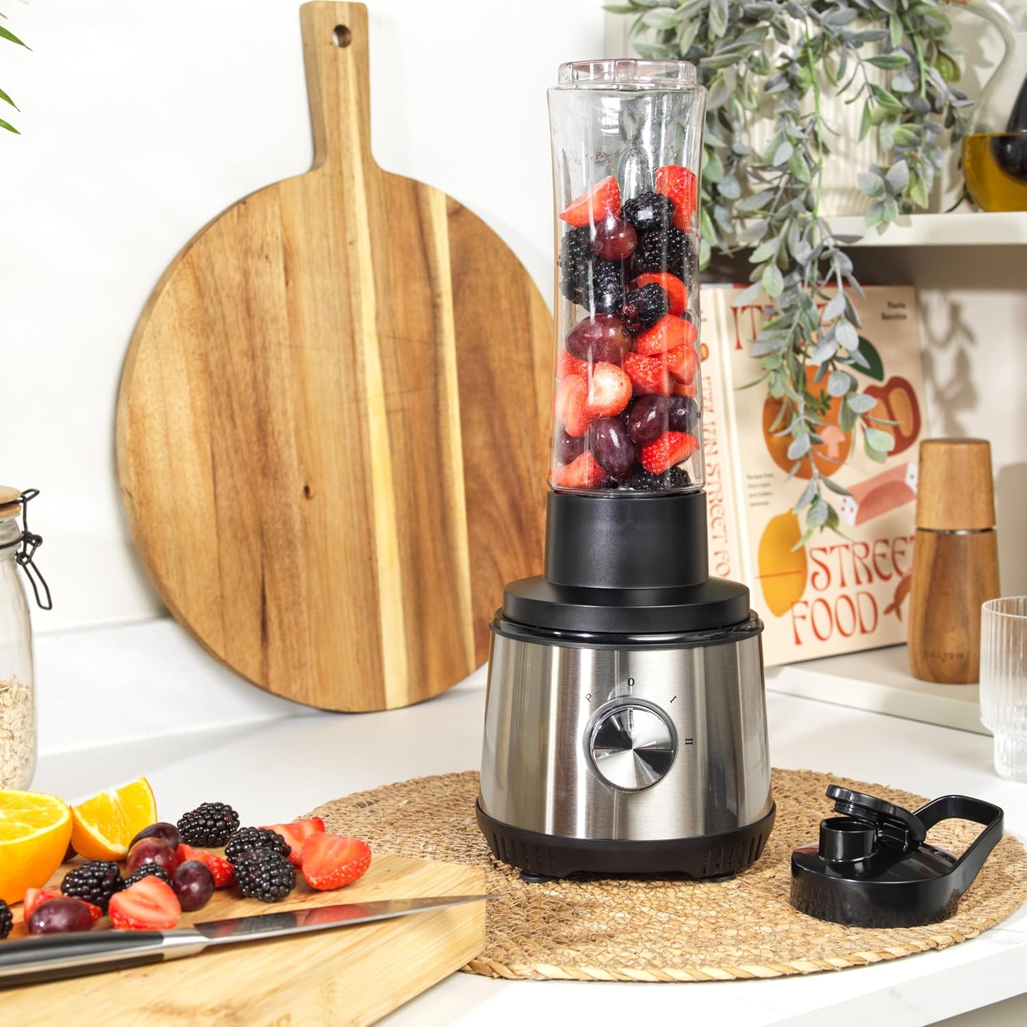 Salter 4-in-1-Entsafter & Mixer – Fruchtsaftpresse & Smoothie-Maker, 1L Mixbehälter, inkl. 600 ml Sportflasche, Kaffeemühle, 2 Geschwindigkeitsstufen & Pulse-Funktion – Bild 5