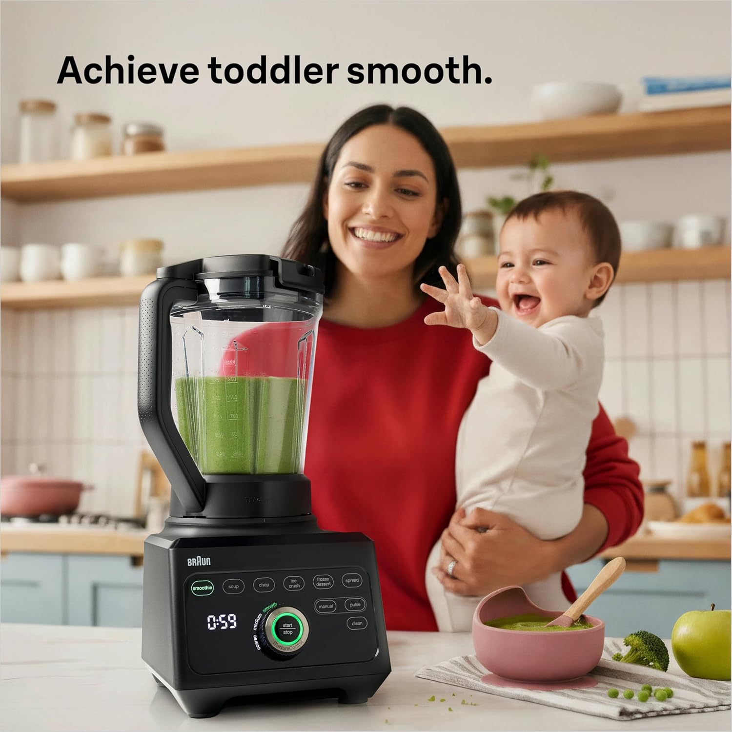 Braun PowerBlend 9 JB9040BK Hochleistungsmixer mit 1600 Watt Motor, 2 L Tritan-Behälter, 18 Programme, 10 Geschwindigkeiten, Schwarz – Bild 9