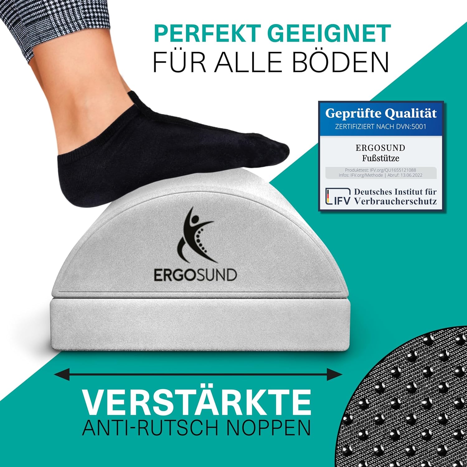 ERGOSUND Fußstützen-Schreibtisch (Testsieger) Premium-Schaumkern, höhenverstellbarer Fußhocker (rutschfest), ergonomischer Fußstützen-Schreibtisch, Home-Office-Zubehör, Fußstütze, Fußstütze, Fußstütze – Bild 4