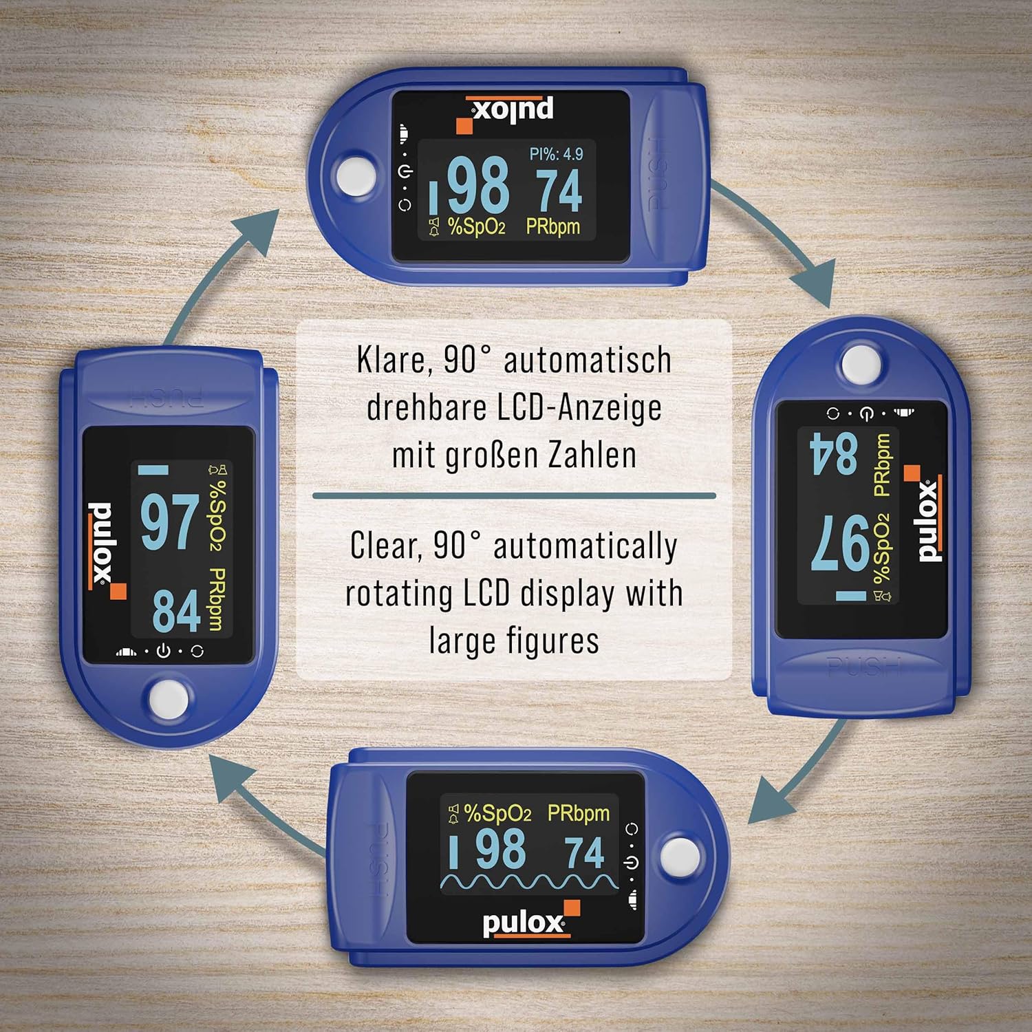 Pulsoximeter PULOX PO-200A mit zuschaltbarer Alarmfunktion und Pulston inkl. Zubehör *Farbauswahl möglich, blau – Bild 4