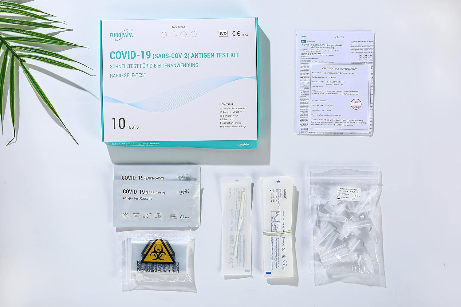 EUROPAPA® 10 x Corona Laientest Selbsttests, COVID-19 Antigentest, für SARS-CoV-2, Schnelltest, Testkassette, Probentupfer, Antigenextrakt, einzeln verpackt – Bild 5