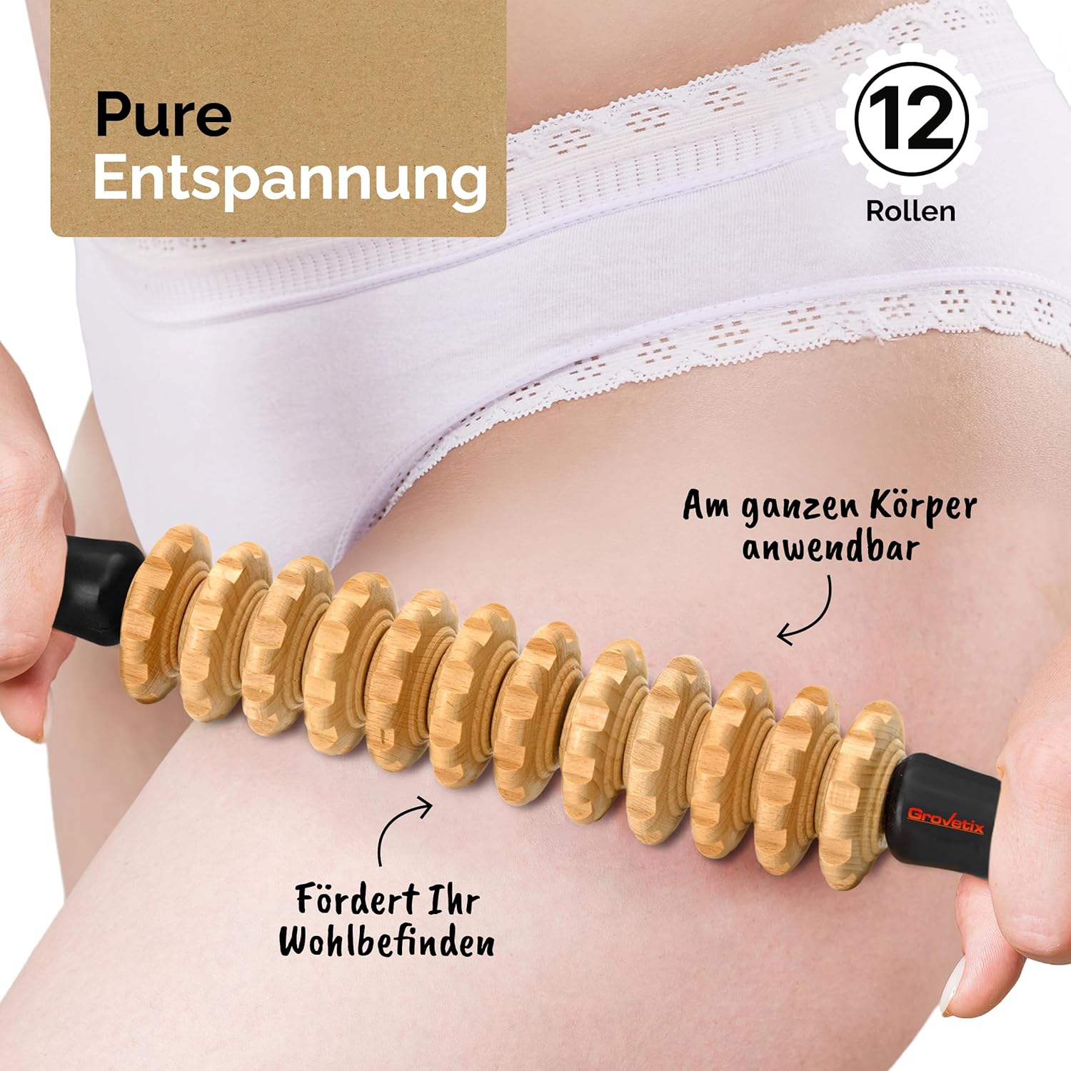 Massageroller Faszienstab aus hochwertigem Buchenholz, Faszienrolle, Holz, ideal für eine sanfte und zugleich effektive Massage – Bild 5
