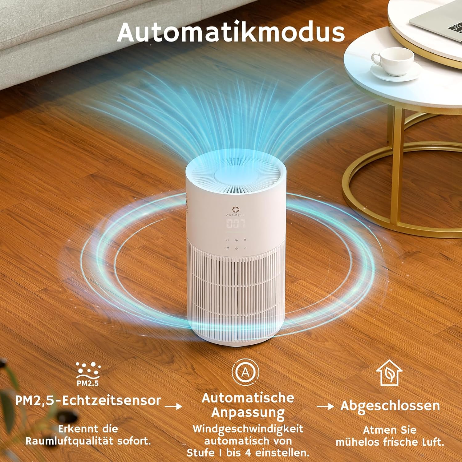 Airthereal AEH300 2-in-1 Luftreiniger & Luftbefeuchter – Kombigerät für Räume bis 111 m² – HEPA-Filter gegen Pollen & Tierhaare – Hygienische Kaltverdunstung ohne Nebel & Kalkstaub – Auto-Modus – Bild 3