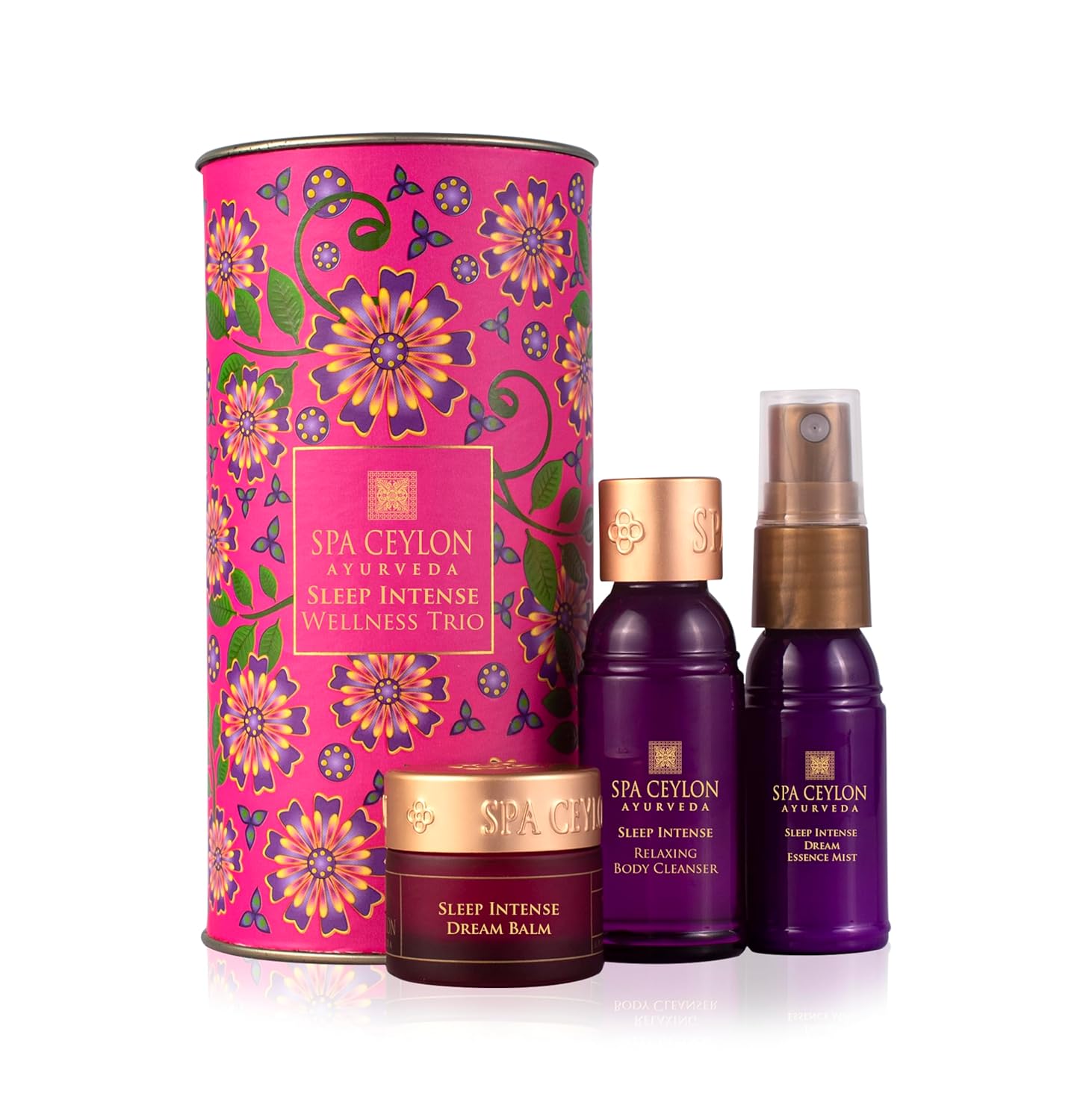 SPA CEYLON Sleep Intense Wellness Trio Set mit Duschgel, Körpercreme und Balsam, beruhigendes Geschenkset für tiefen Schlaf und Abendroutine, vegan und ayurvedisch inspiriert