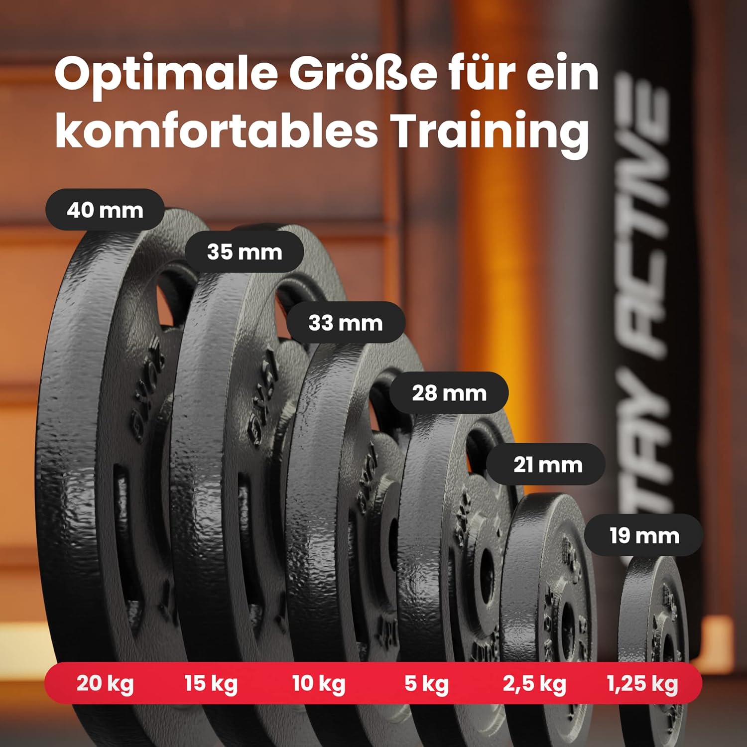 Hop-Sport Gusseisen-Hantelset mit EZ Curlstange, Kurzhantelstange und Gewichten, 1x Curlstange, 2x Hantelstange, 37 kg, 57 kg oder 77 kg Set zur Auswahl – Bild 2