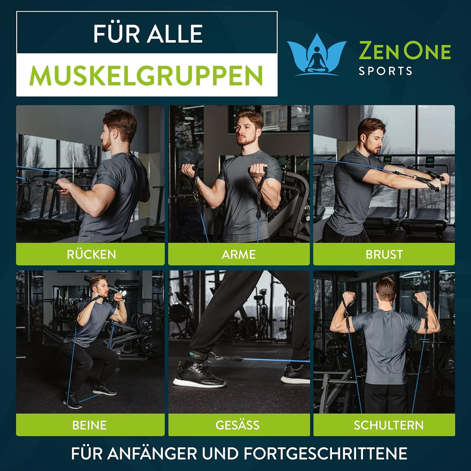 ZenOne Sports® Resistance Bands Set I Robuste Fitnessbänder in 5 Stärken I Widerstandsbänder für Krafttraining - Zuhause & Unterwegs I Trainingsbänder, Fitness-Bänder, Gummibänder Sport – Bild 5