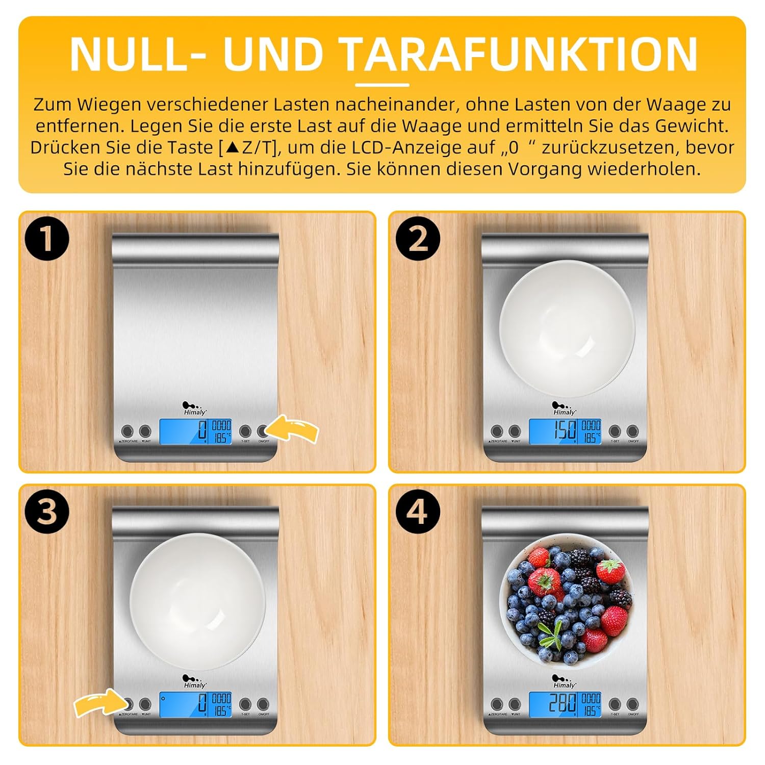 Uten Digitale Küchenwaage, weiße Buchstabenwaage mit Tara-Funktion, großes LCD-Display, automatische Abschaltung, elektronische Waage für Lebensmittel/Backen/Kochen (8 kg in 1 g), weiß – Bild 7