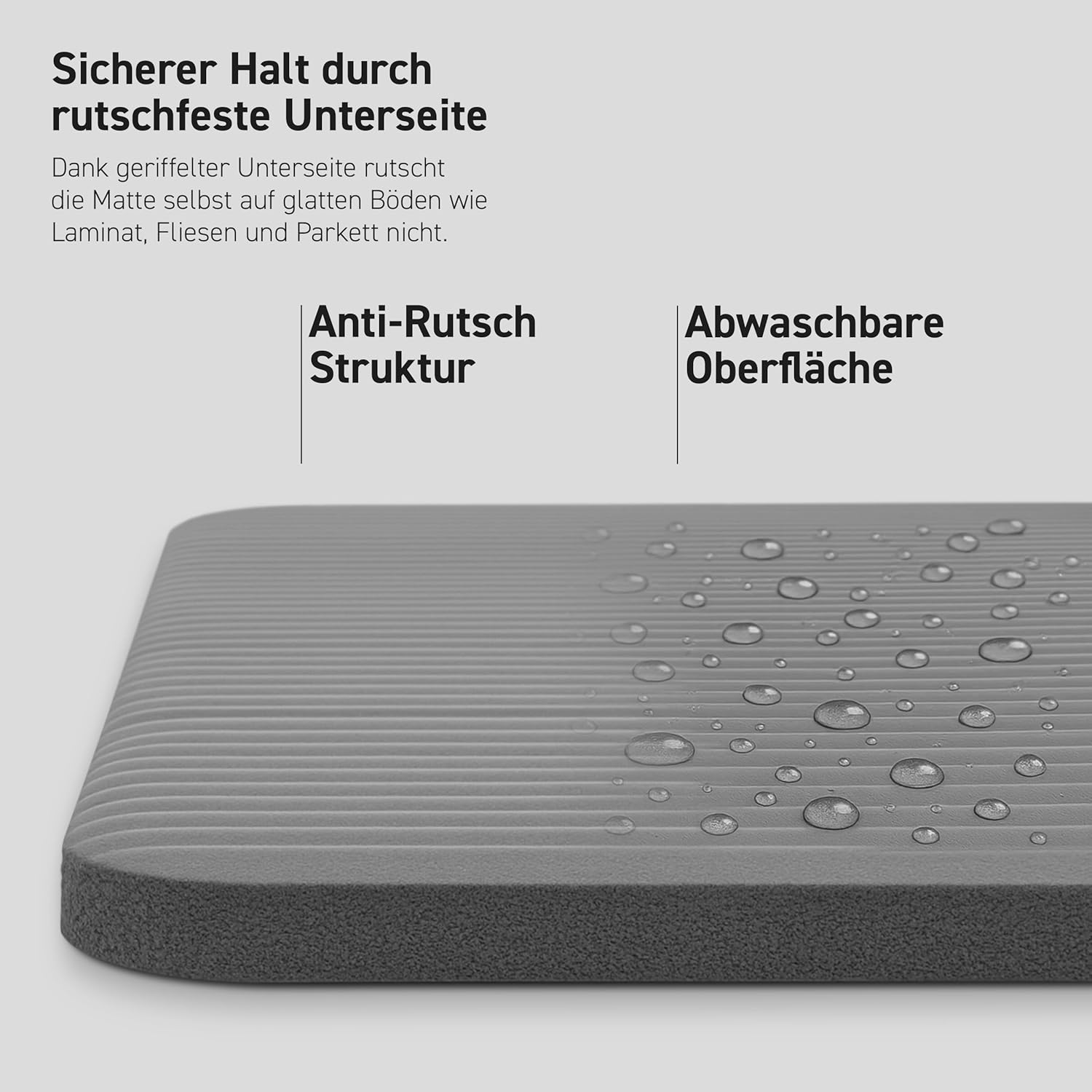 MSports Premium Gymnastikmatte inklusive Tragegurt + Übungsposter + Workout-App – hautfreundliche Fitnessmatte, 190 x 60, 80 oder 100 x 1,5 cm, verschiedene Farben, phthalatfreie Yogamatte, grau, 190 x 80 x 1,5 cm – Bild 4