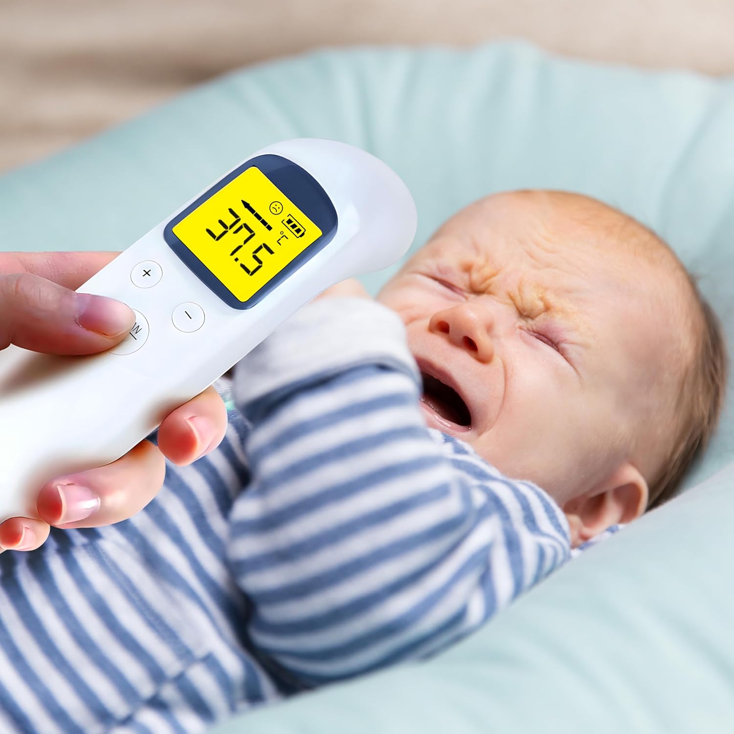Retoo Fieberthermometer für Babys, Kinder und Erwachsene, kontaktloses Stirnthermometer, digitales Thermometer, Infrarot-Temperaturmessgerät, hygienisches LCD-Display, weiß – Bild 6