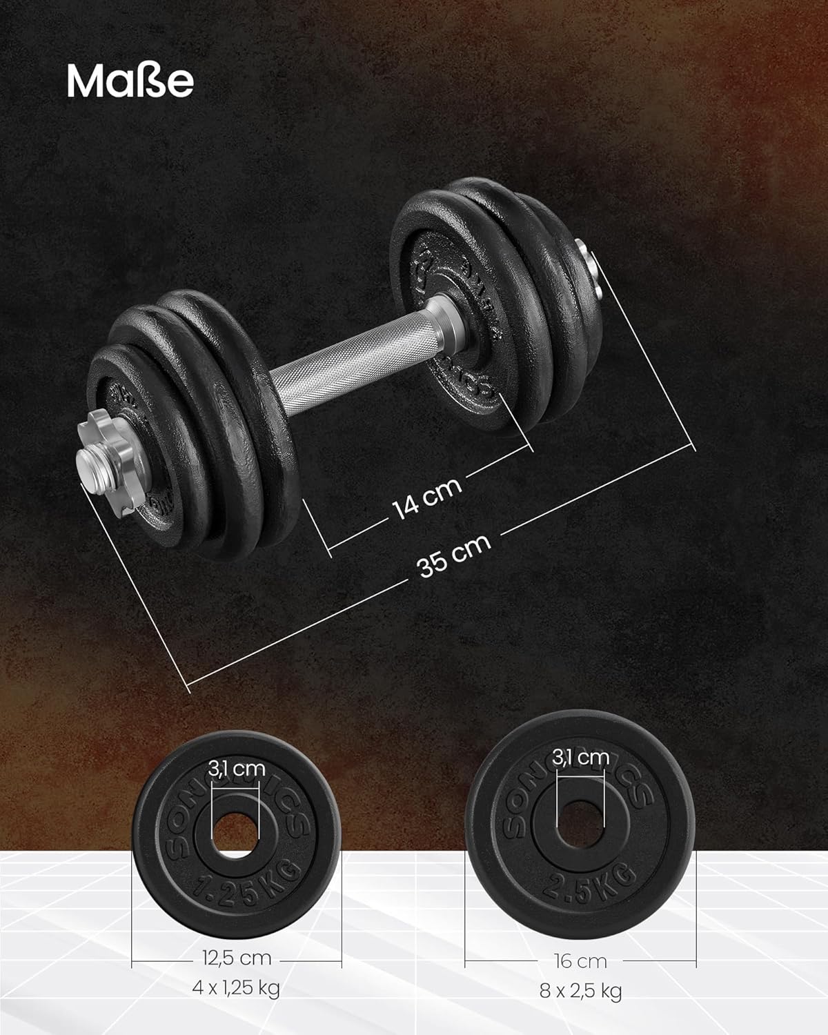 SONGMICS Hanteln, Hantel-Set, Gusseisen, verstellbare Hanteln für Männer und Frauen, Workout, Fitness, Training, Gewichtheben, für das Fitnessstudio zu Hause – Bild 6
