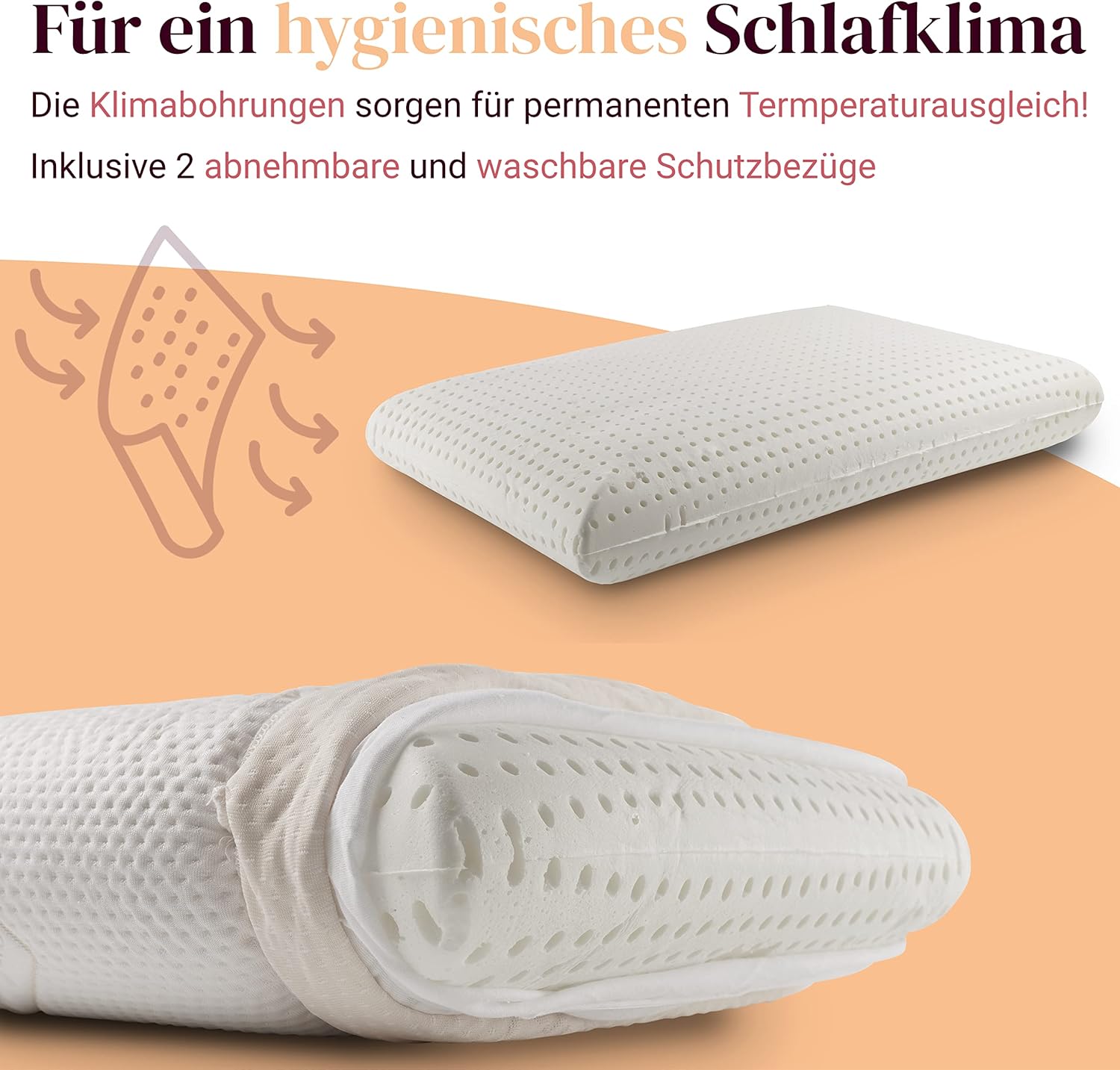Nackenkissen 72 x 42 x 12 cm – Orthopädisches Kissen mit druckentlastendem Memory-Schaum, ergonomisches Kissen für Bauch-, Rücken- und Seitenschläfer. Kissen für Nackenprobleme – Bild 3