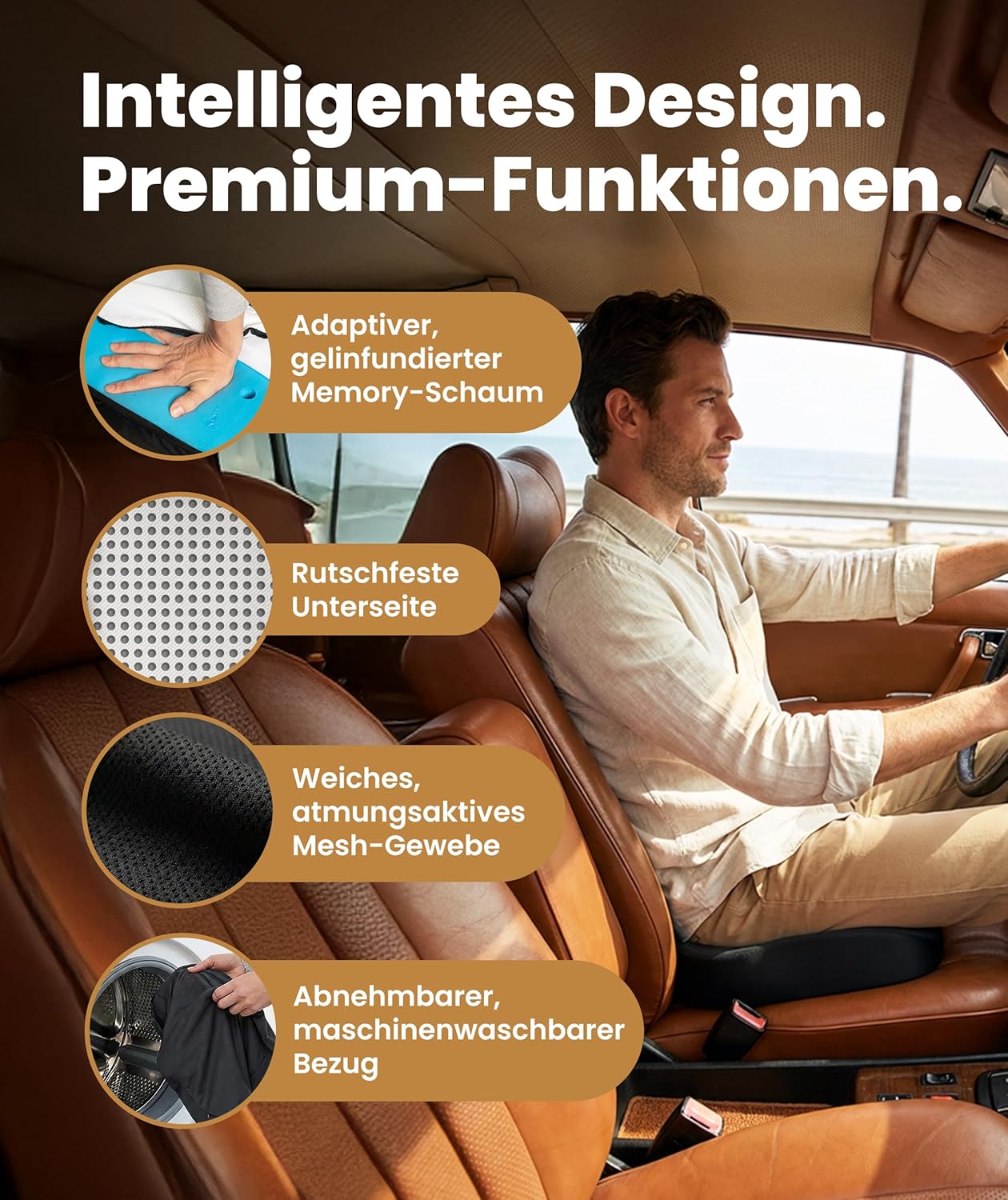 Everlast Comfort, vom Arzt empfohlenes Memory-Schaum-Sitzkissen für Bürostuhl und Auto – ergonomisches Büro- und Schreibtischzubehör – Steißbein-Entlastungskissen, Ischias – Bild 4