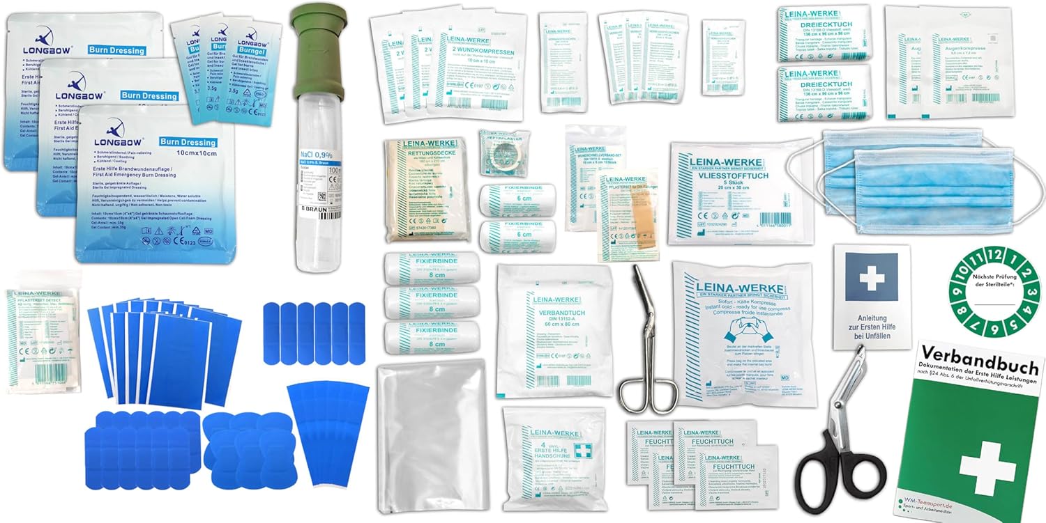 Erste-Hilfe-Koffer M4+ Gastro für Unternehmen gemäß aktueller DIN/EN 13157 inklusive Augenspülung + Markengel + detektierbare Pflaster + Hydrogel-Verbände + Sprühpflaster + Hygieneausrüstung – Bild 2