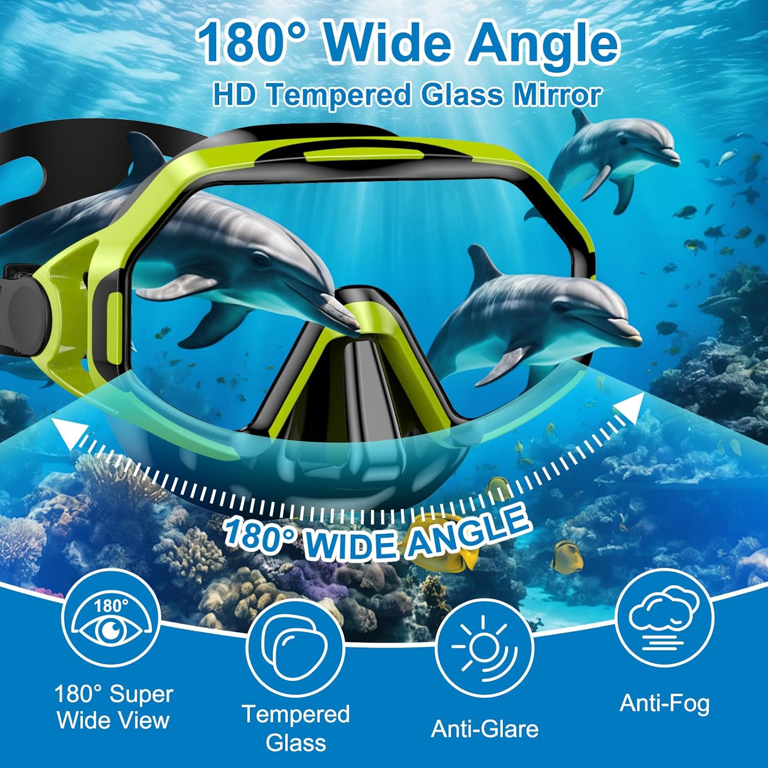 Schnorchel-Set für Erwachsene, Antibeschlag-Schwimmbrille aus gehärtetem Glas und Trockenschnorchel für Damen und Herren, Schnorchelausrüstung zum Schwimmen, Tauchen und Schnorcheln – Bild 3