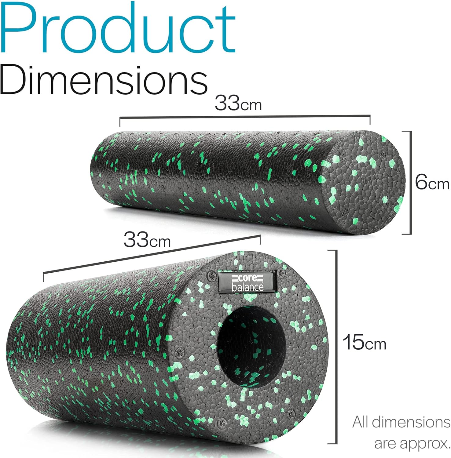Core Balance 2 in 1 Faszienrolle mit abnehmbarem Kern – Massiert tiefes Gewebe & lindert Rückenschmerzen – Fitness & Yoga für Zuhause – 2-teilig, 33 x 15 cm & 33 x 6 cm – Bild 6