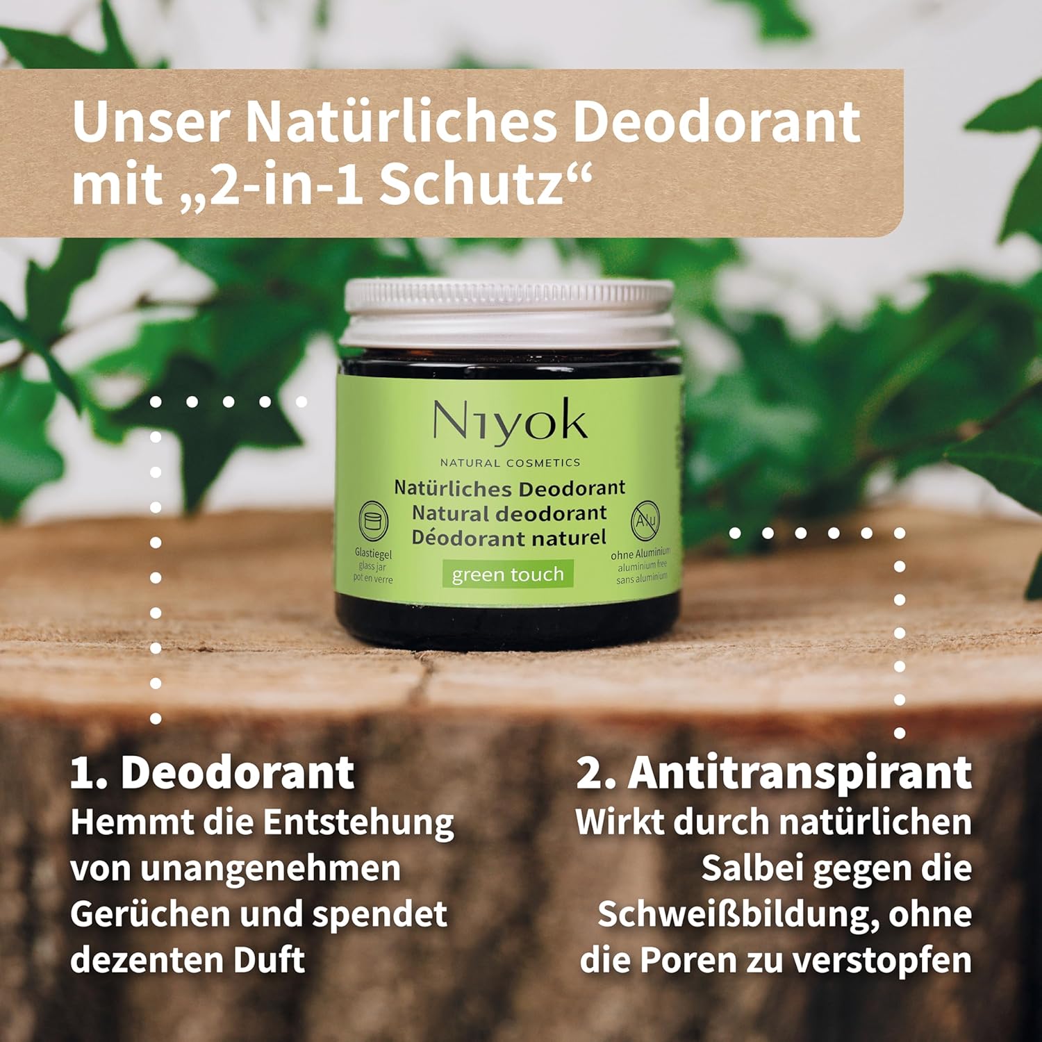 Niyok Oriental Wood 2-in-1 Anti-Transpirant Deo-Creme (40 ml), natürliches Deo ohne Aluminium, 24 Stunden Schutz vor Geruch und Schweiß, Deo-Creme, Unisex, feste Deo-Creme, vegan – Bild 6