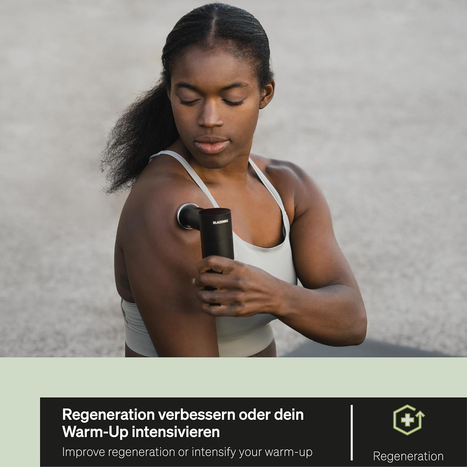 BLACKROLL FASCIA GUN Massagepistole, hochwertige Mini-Massagepistole mit USB C für Muskeln und Faszien, 4 Aufsätze mit 4 einstellbaren Stufen, zur Schmerzlinderung und Entspannung – Bild 4