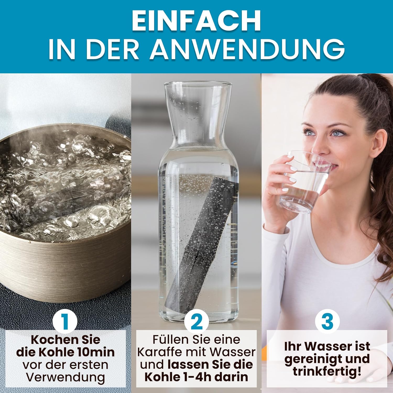 Binchotan 5x Aktivkohle-Wasserfilter aus Bambus zur Reinigung von Wasser in Karaffe – Bild 6